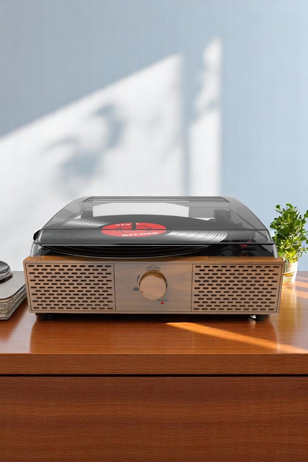 Doob Audio Dahili Hoparlörlü Bluetoothlu Ahşap Pikap DB-9191 Rustik