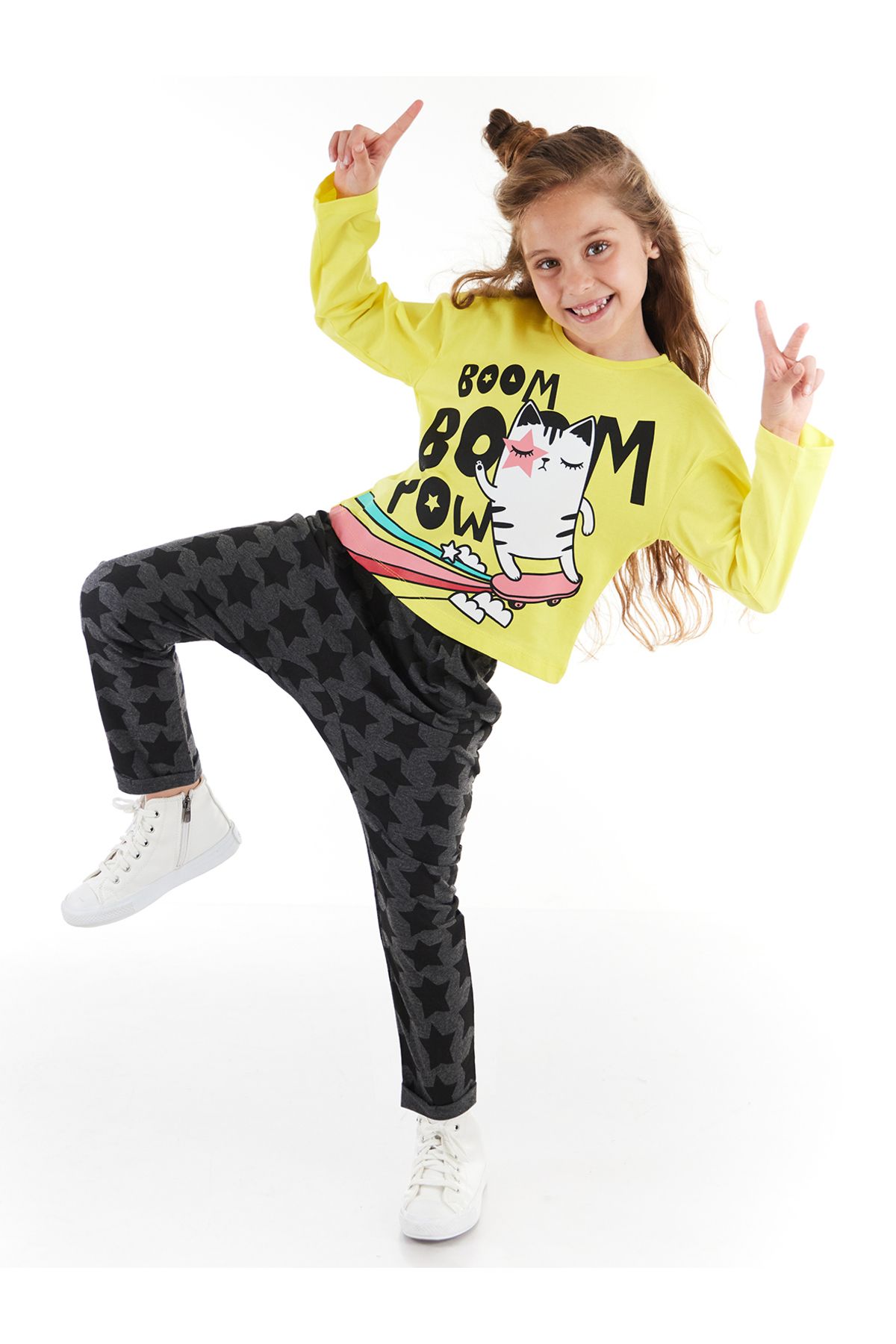 MSHB&G Zestaw Spodni T-shirt Dla Dziewczynki Boom Boom Cat Kobieta - 3 years old