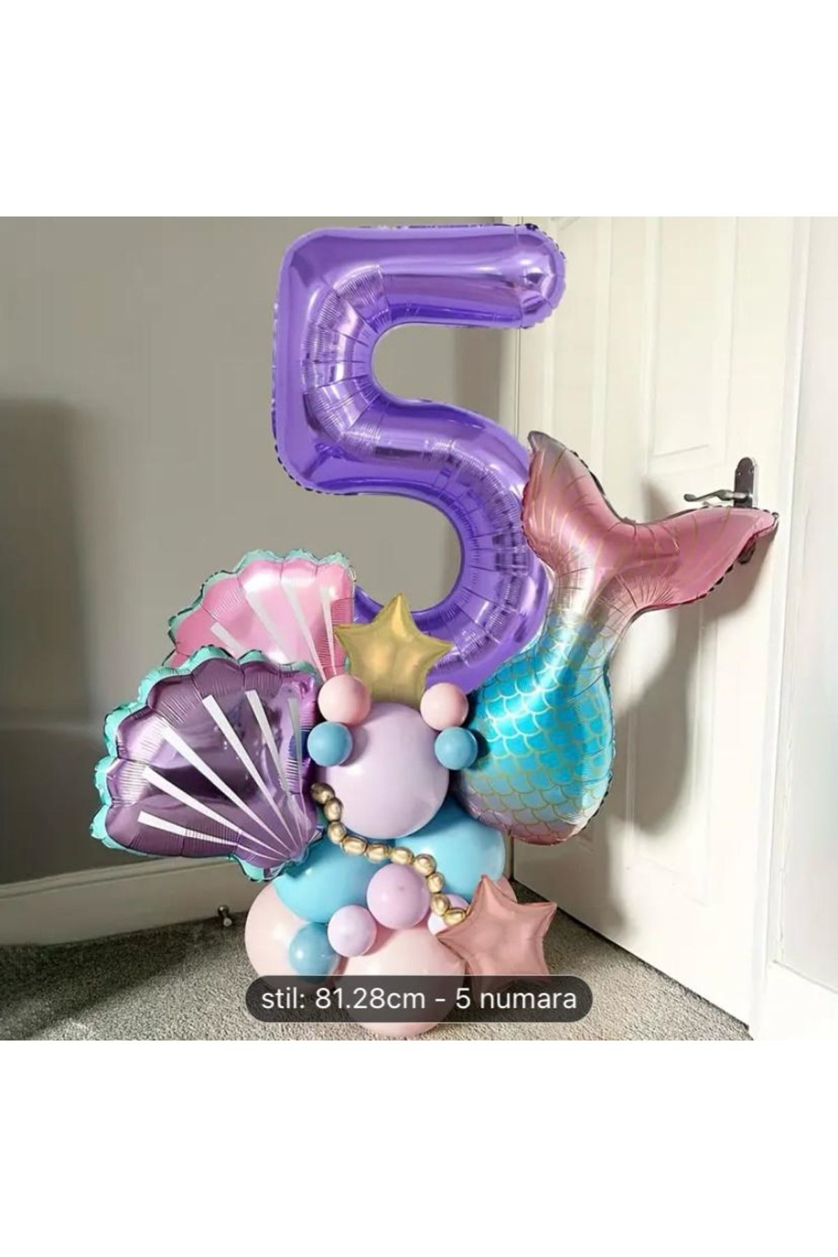 KARNAVAL DÜNYASI 5 YAŞ DENİZKIZI TEMALI DOĞUM GÜNÜ BALON SETİ