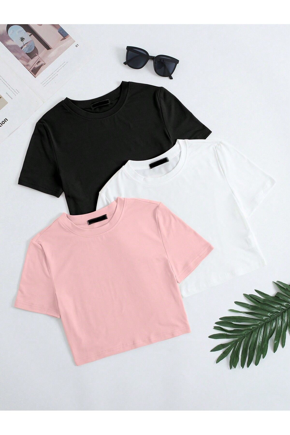 MOY TEKSTİL 3'LÜ Crop Tişört