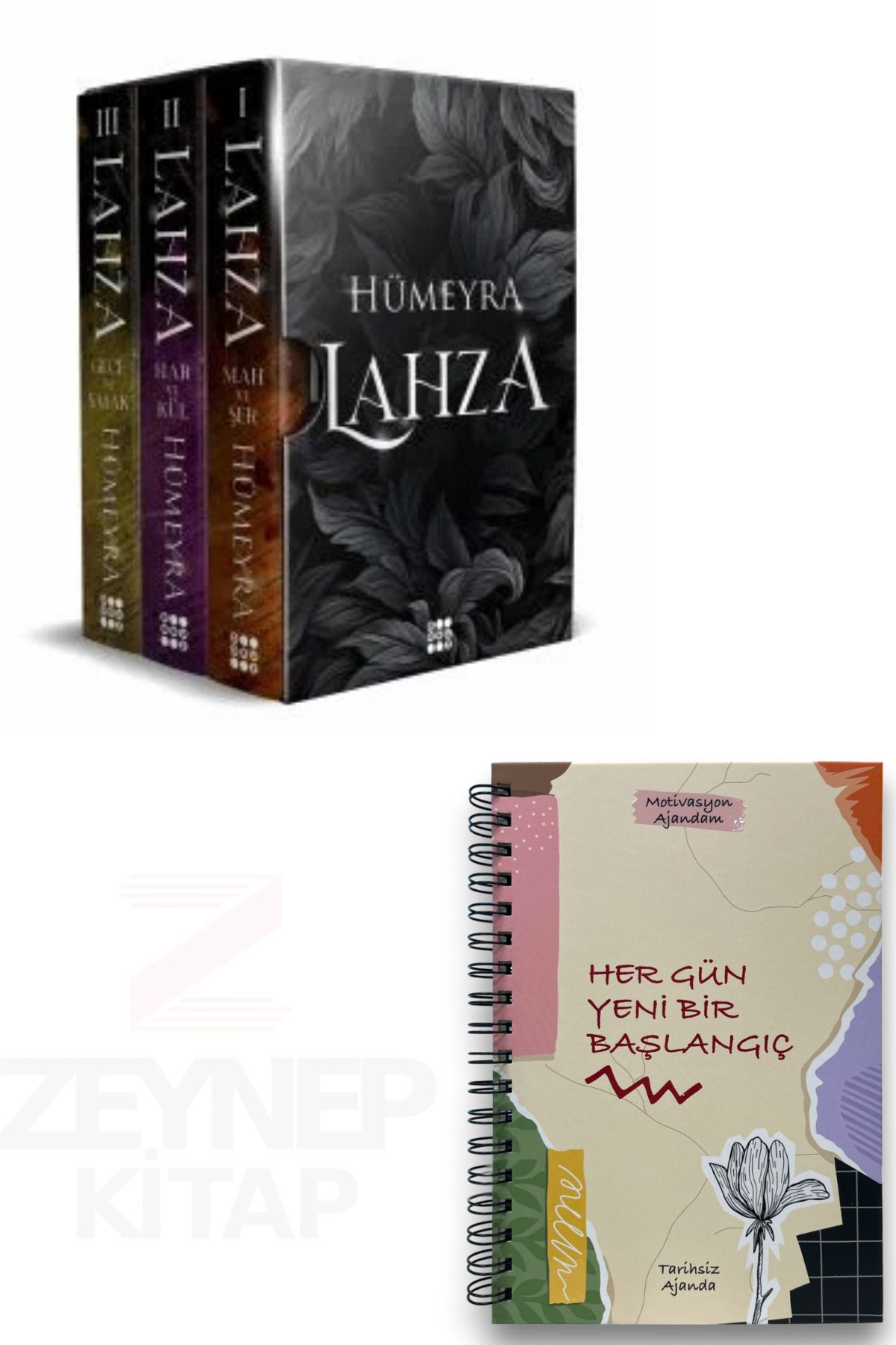 Dokuz Yayınları Lahza Serisi 3 Kitap Set(KARTONKAPAK-KUTULU)Motivasyon Ajandam Tarihsiz Ajanda Hediye