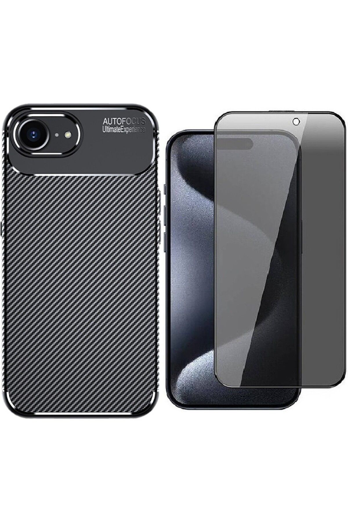 Vendas Apple iPhone 16E Kılıf Vendas Negro Silikon Kapak + Hayalet Ekran Koruyucu