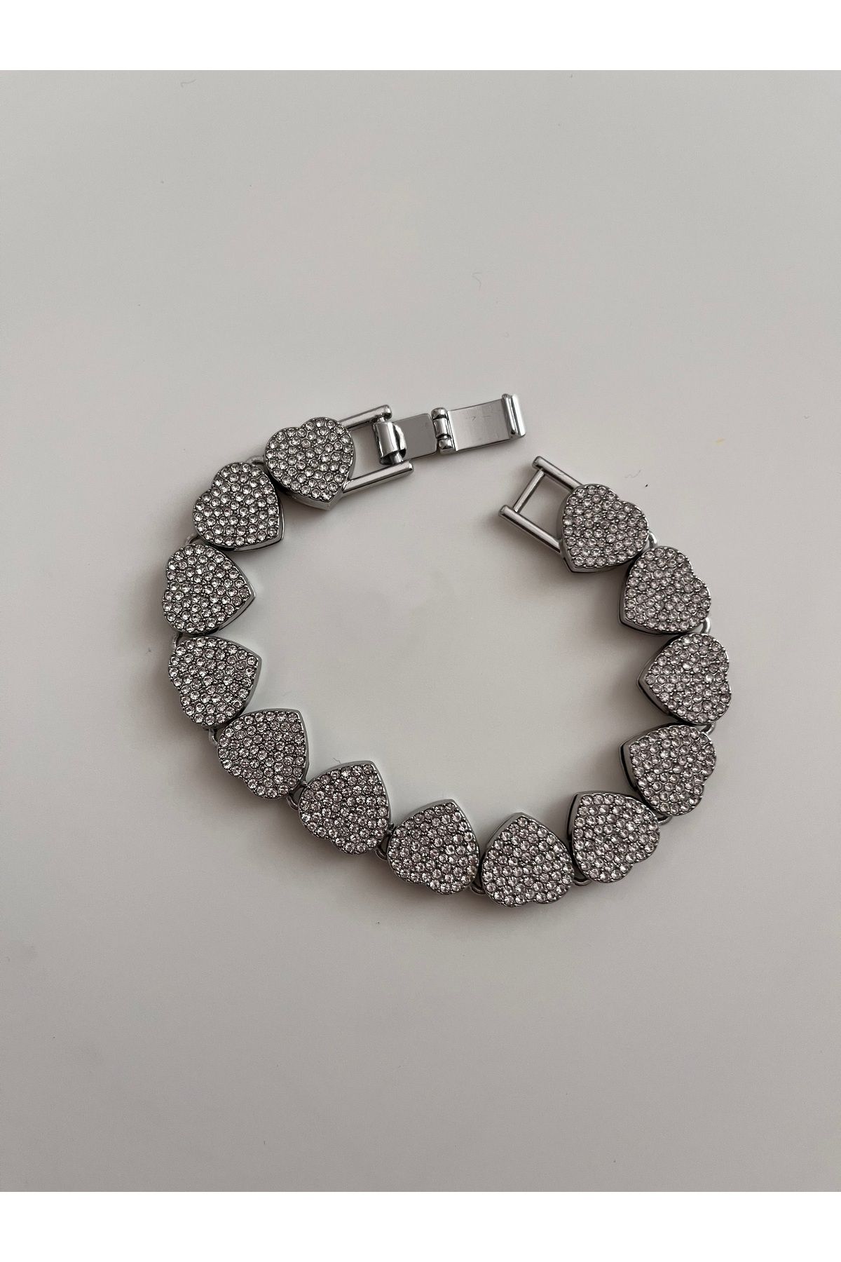 HNG JEWELRY TREND TAŞLI GÜMÜŞ RENK KALP BİLEKLİK