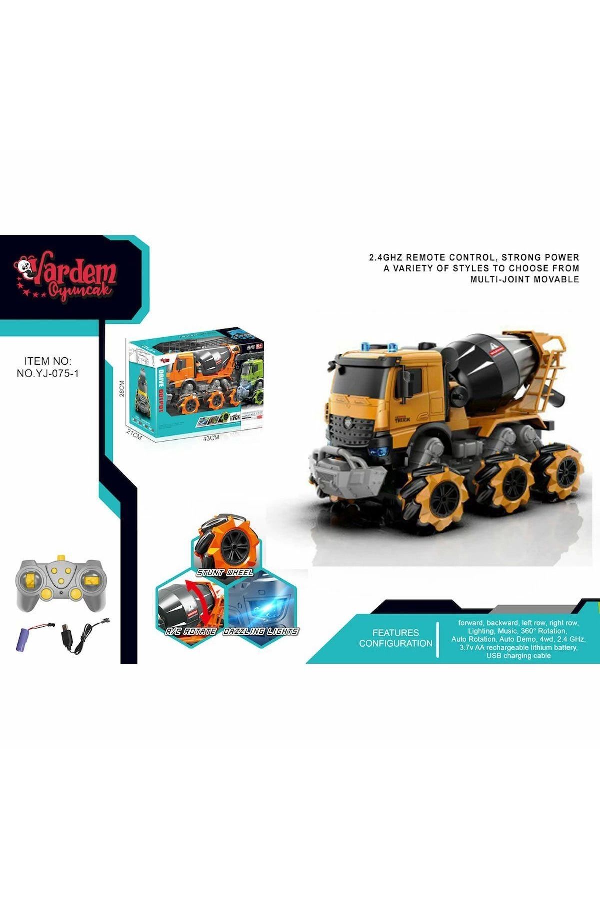 Emperium YJ-075-1 Uzaktan Kumandalı Full Fonksiyon 2.4G Işıklı ve Sesli Beton -Vardem