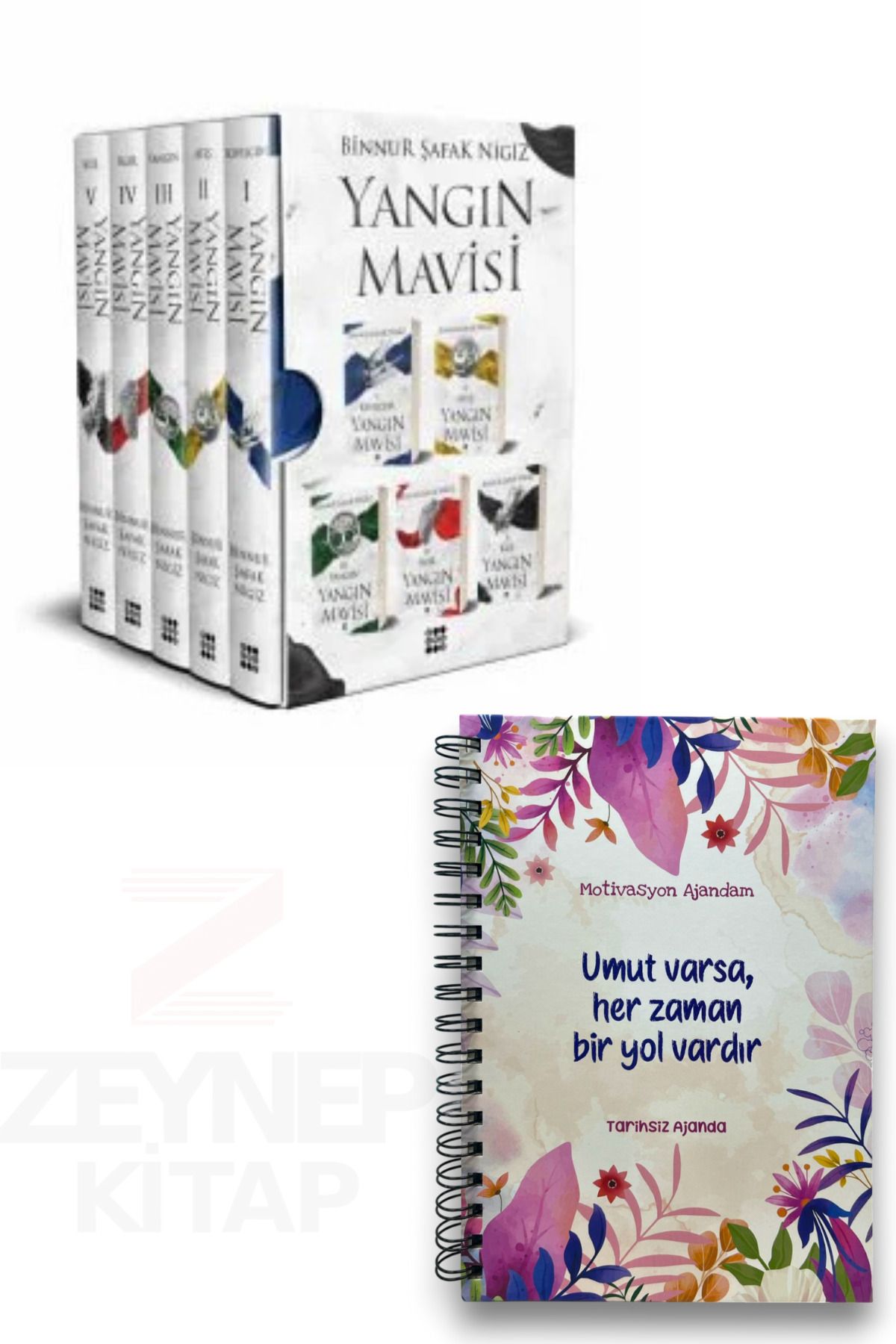 Dokuz Yayınları Yangın Mavisi Serisi 5 Kitap Set(KARTONKAPAK-KUTULU)Motivasyon Ajandam Tarihsiz Ajanda Hediye