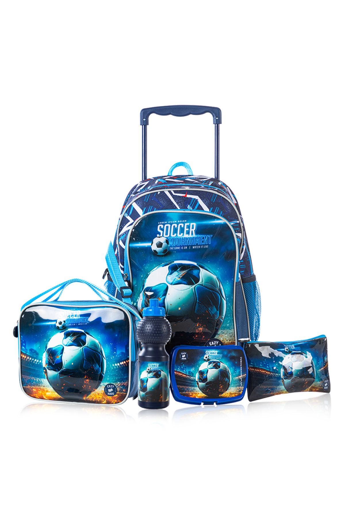 Eazy Kids Set of 5 Trolley 16" School Bag Combo - Football
