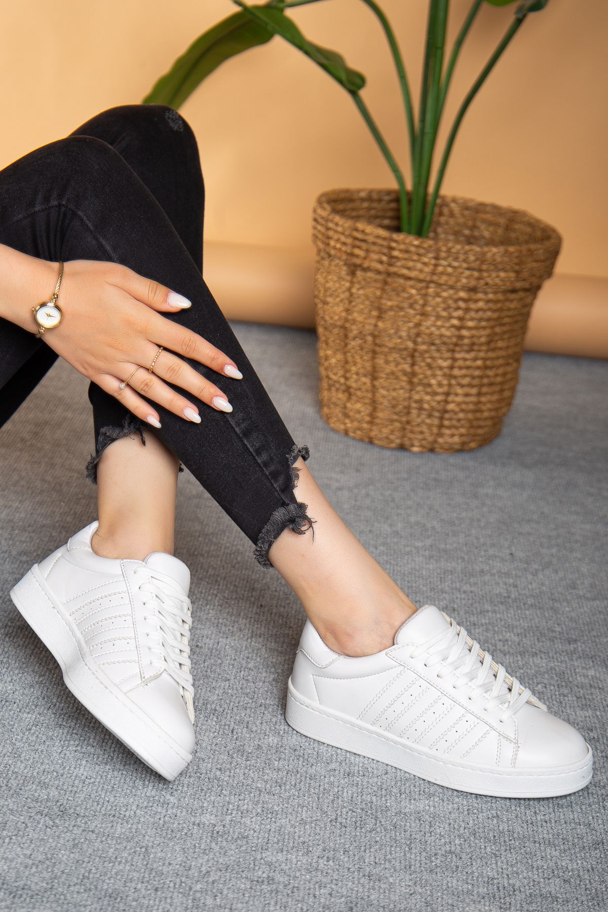 MY GROSS SHOES Kadın Ortopedik Günlük Garantili Bağcıklı Yürüyüş Sneaker Spor Ayakkabı