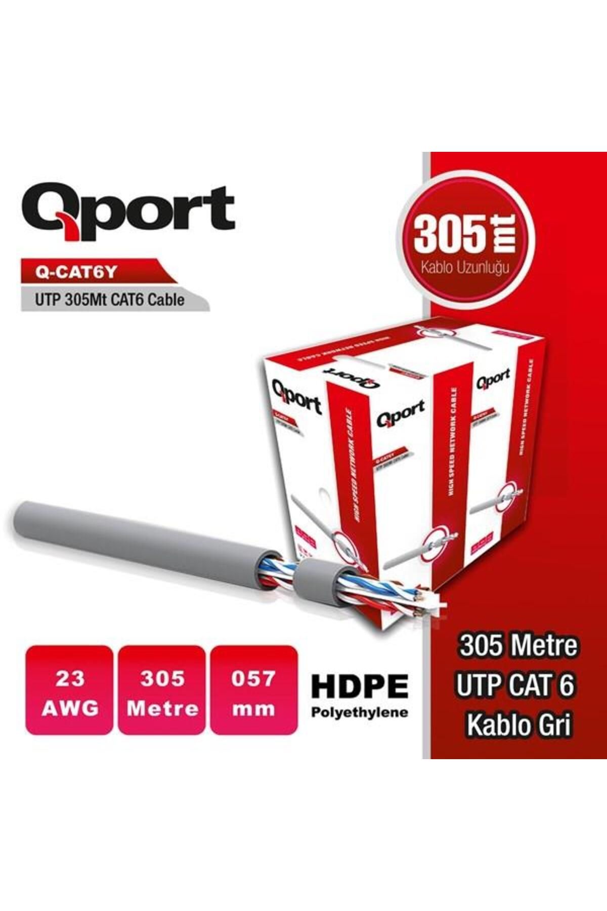 Qport CAT6 Utp 23AWG Gri 305m Kablo Q-CAT6Y