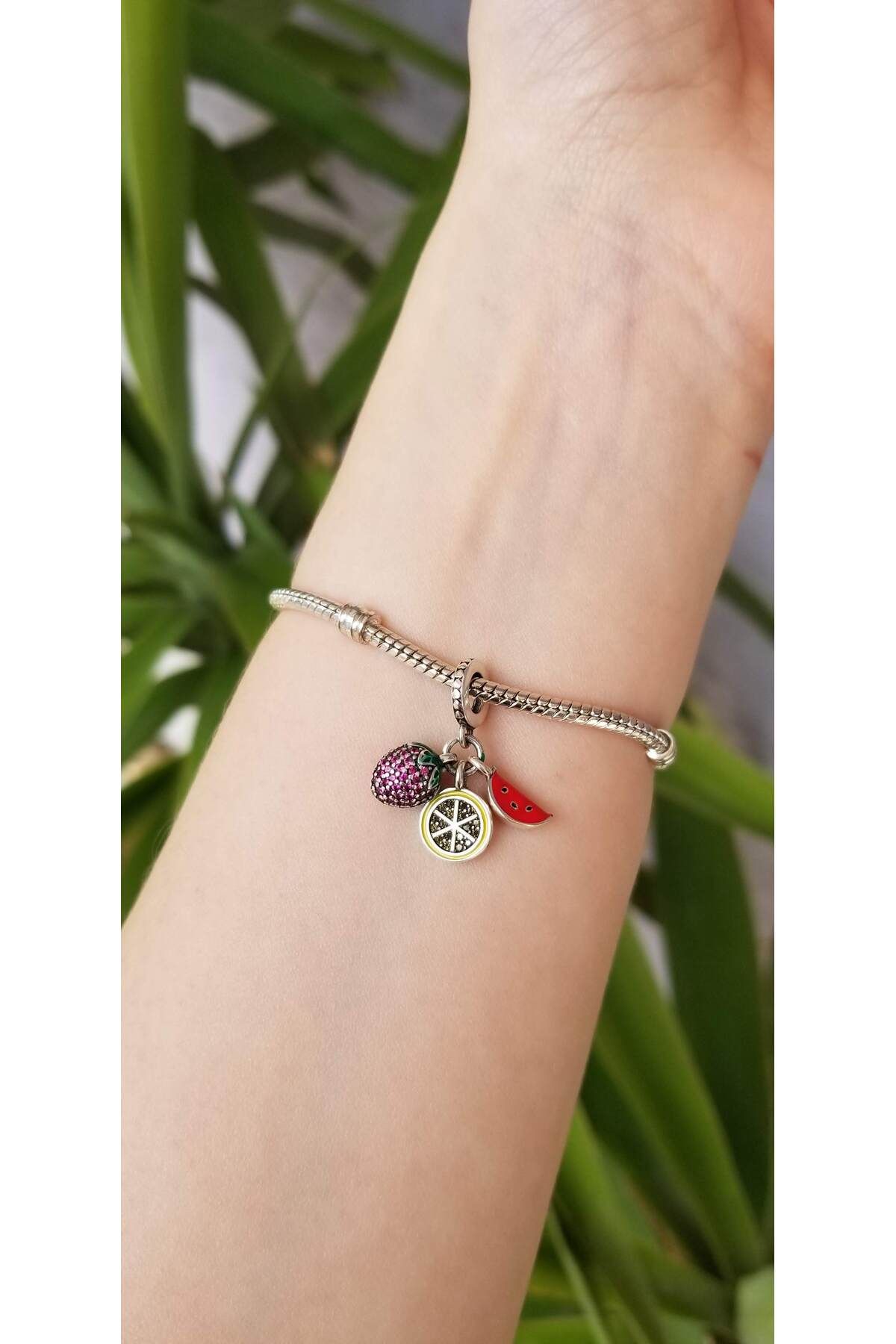 şengül takı evi Gümüş Yaz Meyveleri Çilek Kiraz Limon Charm