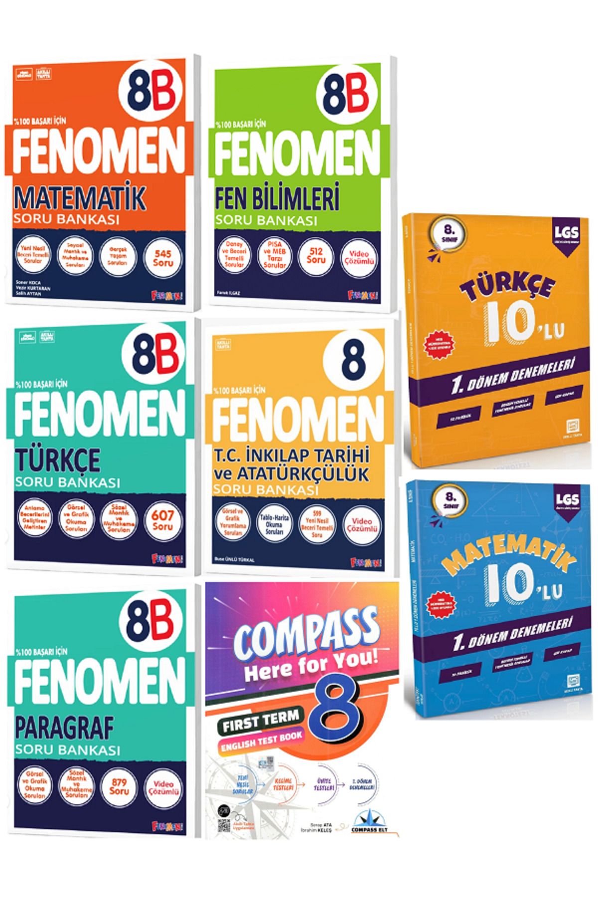 Efsane Yayınları 8.Sınıf Fenomen 8B Matematik + Türkçe Soru Bankaları / Matematik Türkçe İngilizce HEDİYE - 8 KİTAP