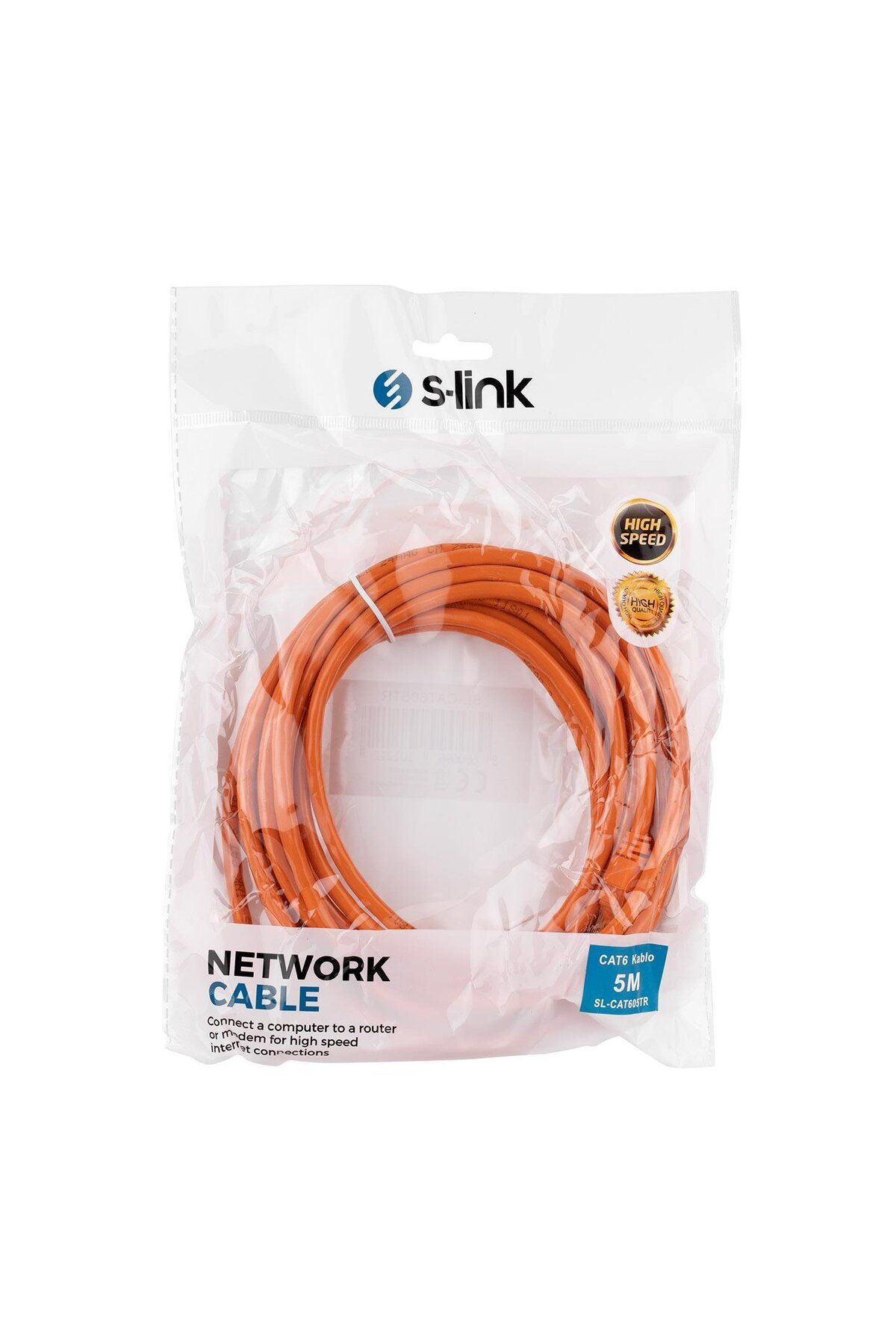 S-LINK SL-CAT605TR 5m Turuncu CAT6 Kablo