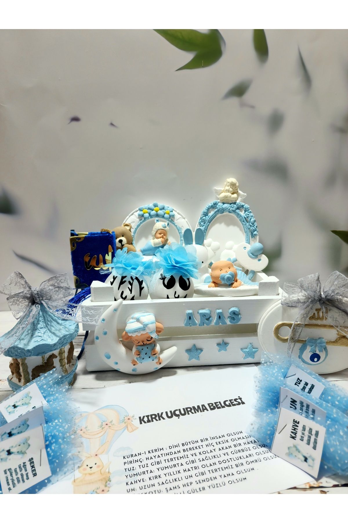 glow moon 40 uçurma sepeti / Kırk uçurma sepeti / bebek hediye sepeti