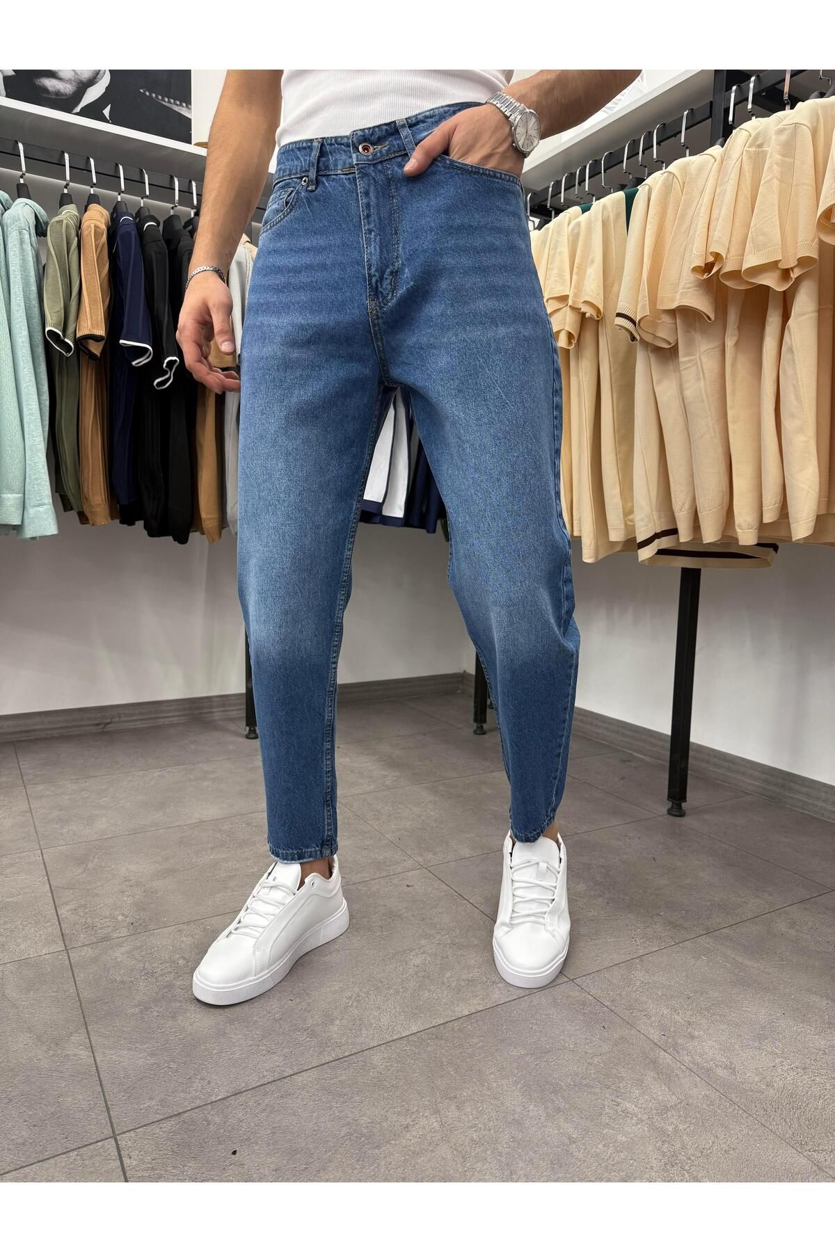Butik Boyfriend Kot Pantolon Açık Mavi