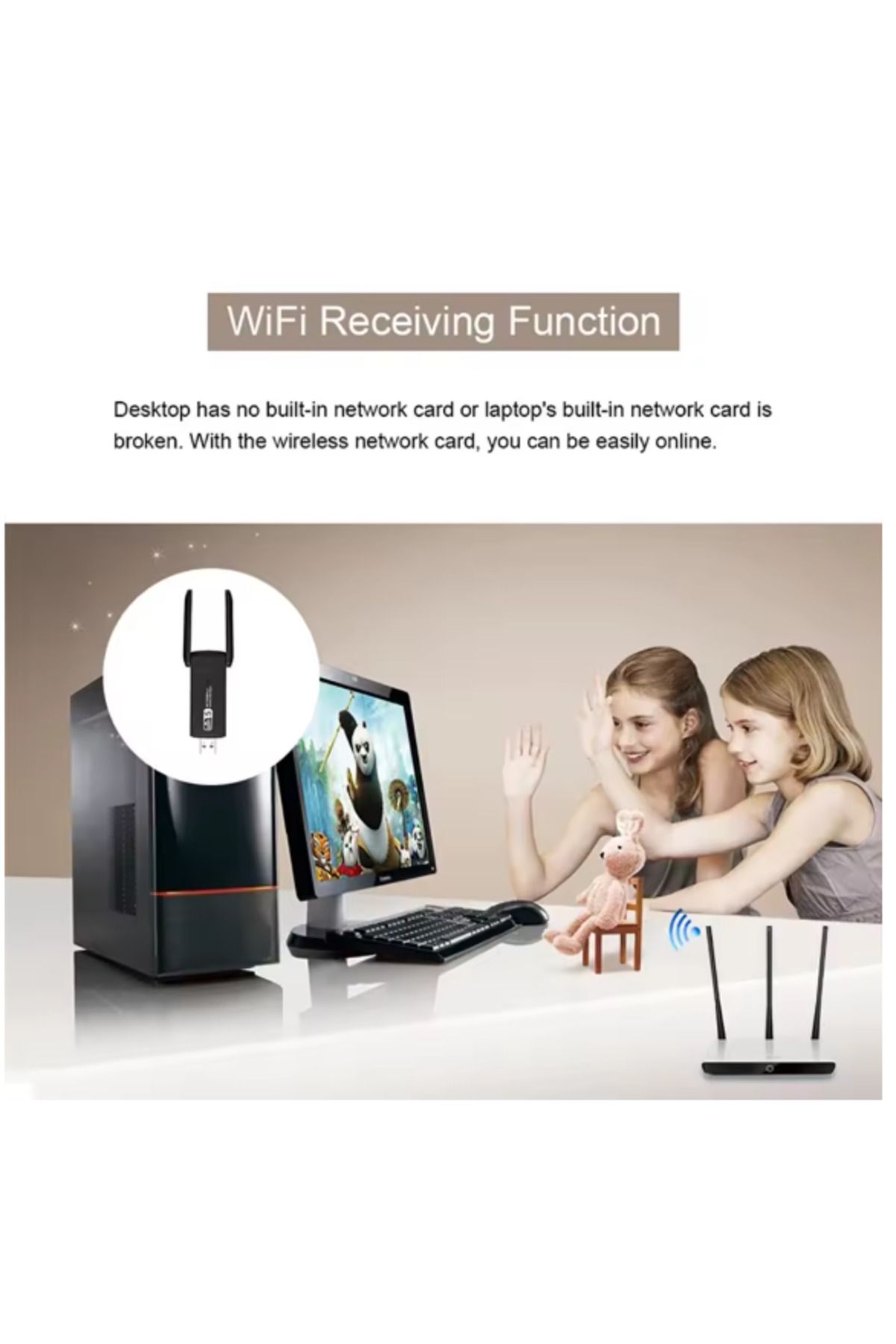 Arduino-1300 Mbps Dual Band USB 3.0 Adapter Wireless Wifi Receiver 2.4Ghz 5Ghz + Bluetooth 4.2 7