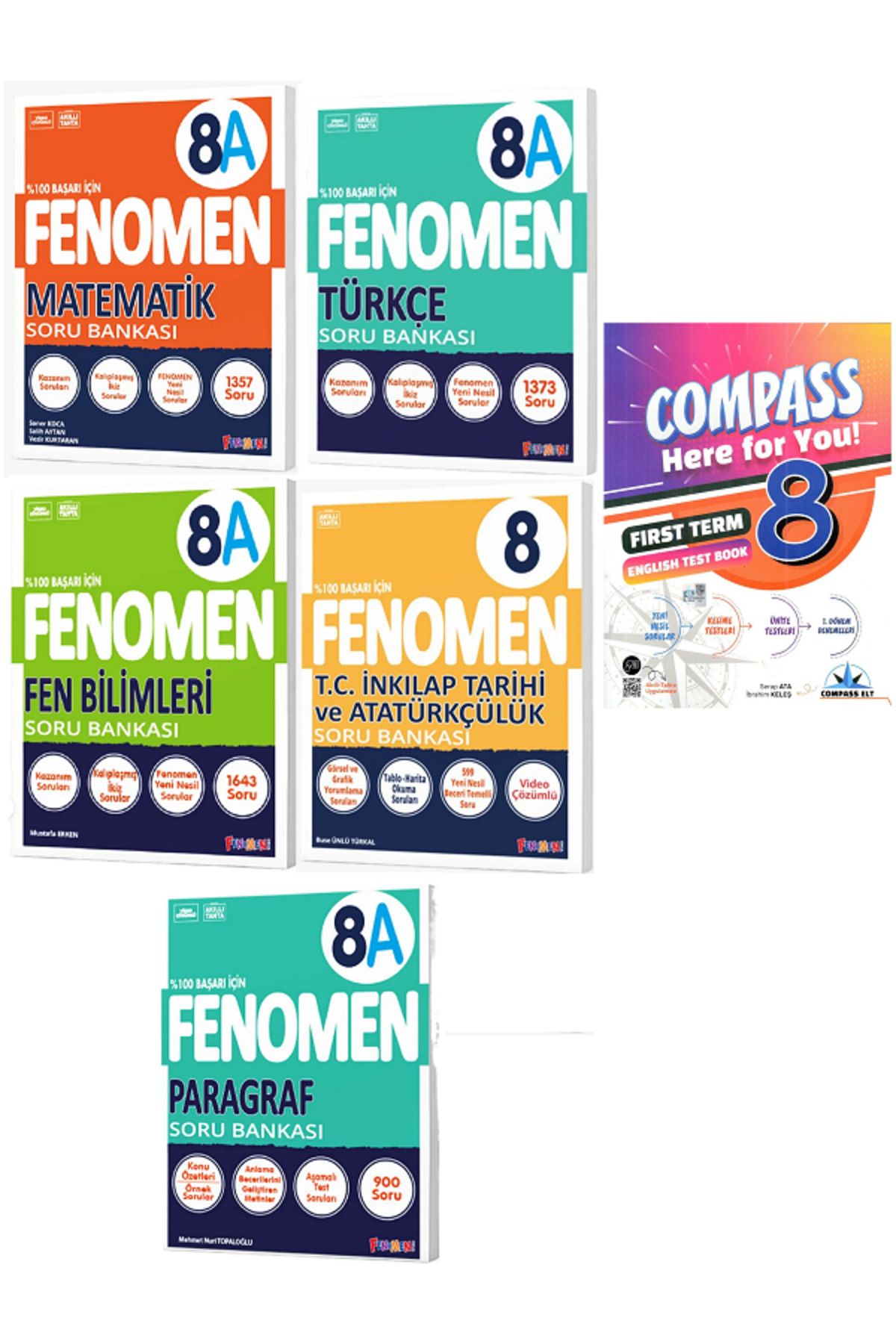Efsane Yayınları 8.Sınıf Fenomen 8A Matematik + Türkçe + Fen + Paragraf Soru Bankası / İngilizce Test HEDİYE -6 KİTAP