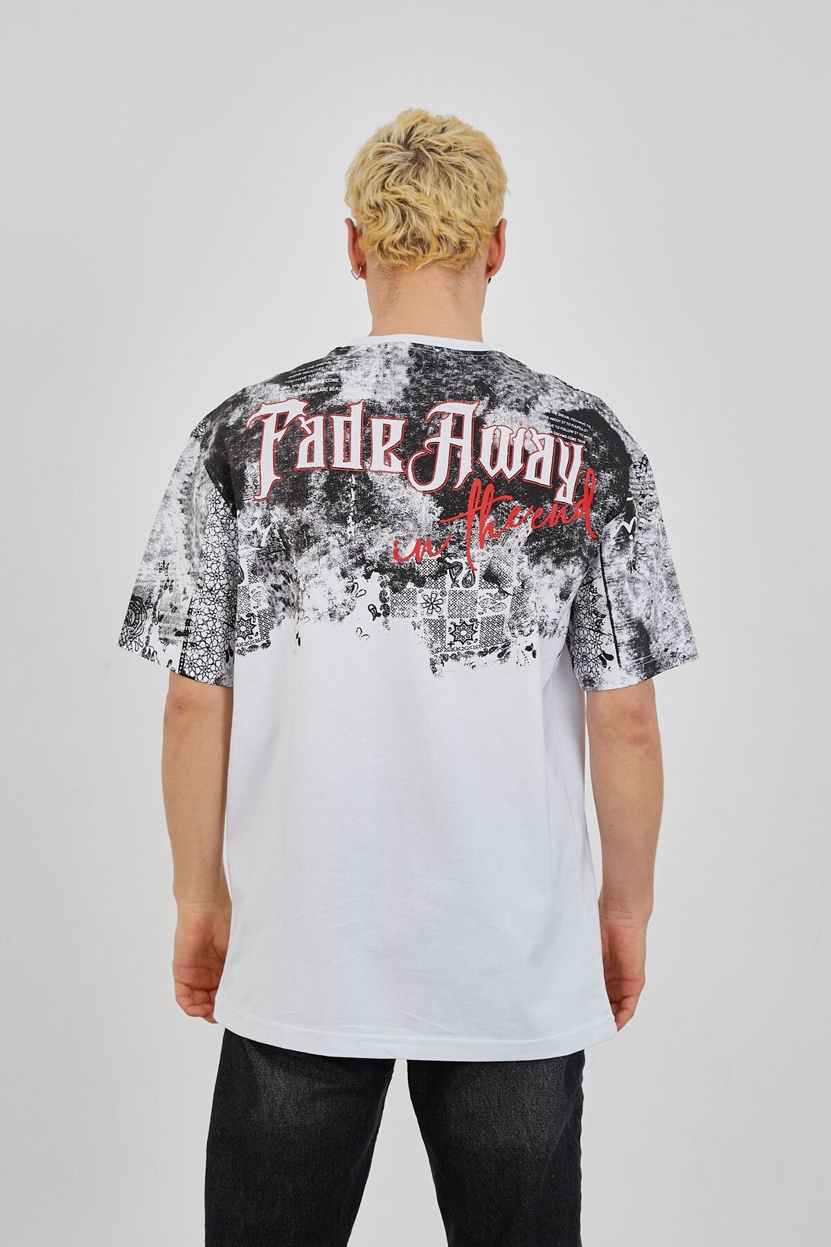 yamudo Özel Baskılı Oversize Pamuklu Bisiklet Yaka T-Shirt