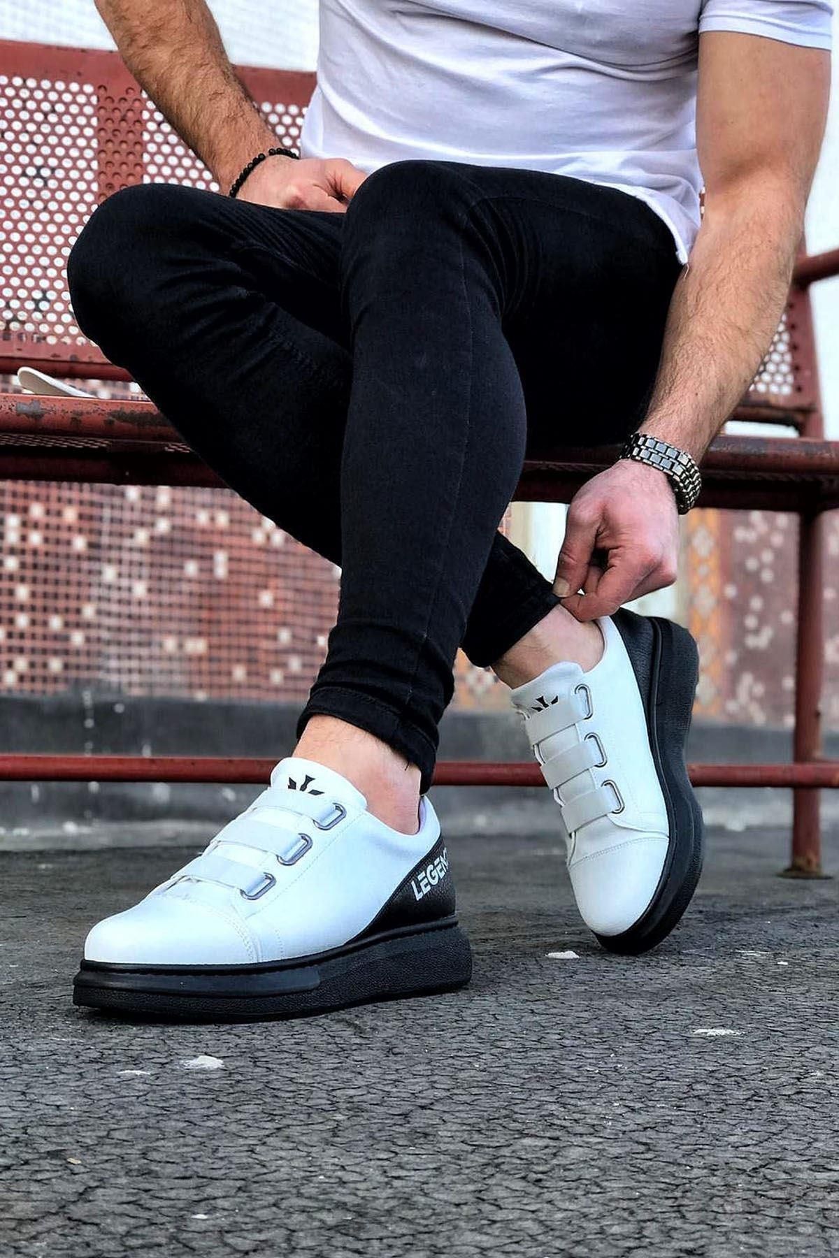 Byshoes WG029 3 Bant Legend Beyaz Kömür Kalın Taban Casual Erkek Ayakkabı