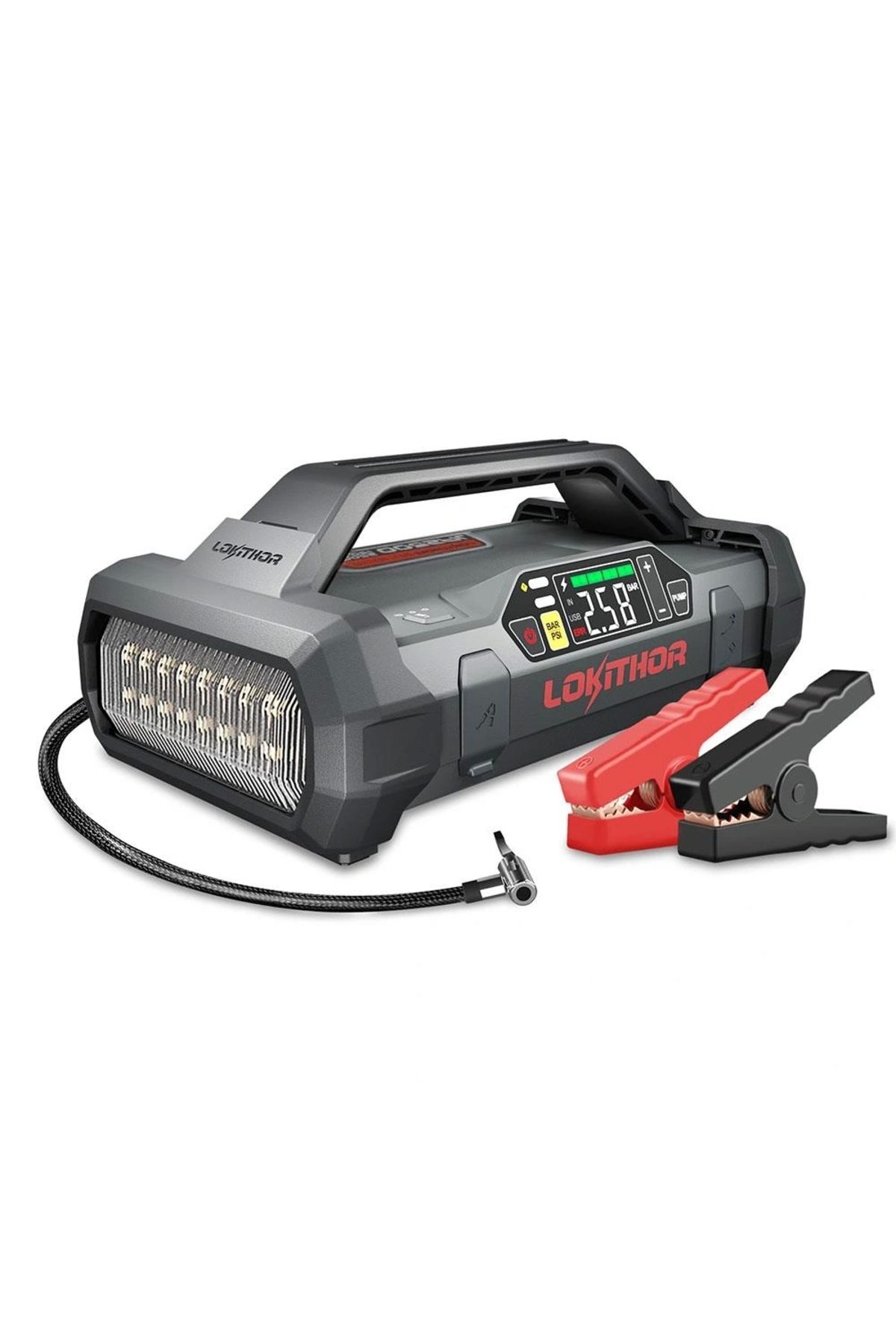 ShopNova Lokithor JA2500 12V 2500Amp LiFePO4 Akıllı Akü Takviye + Pompa + Powerbank + Led Lamba