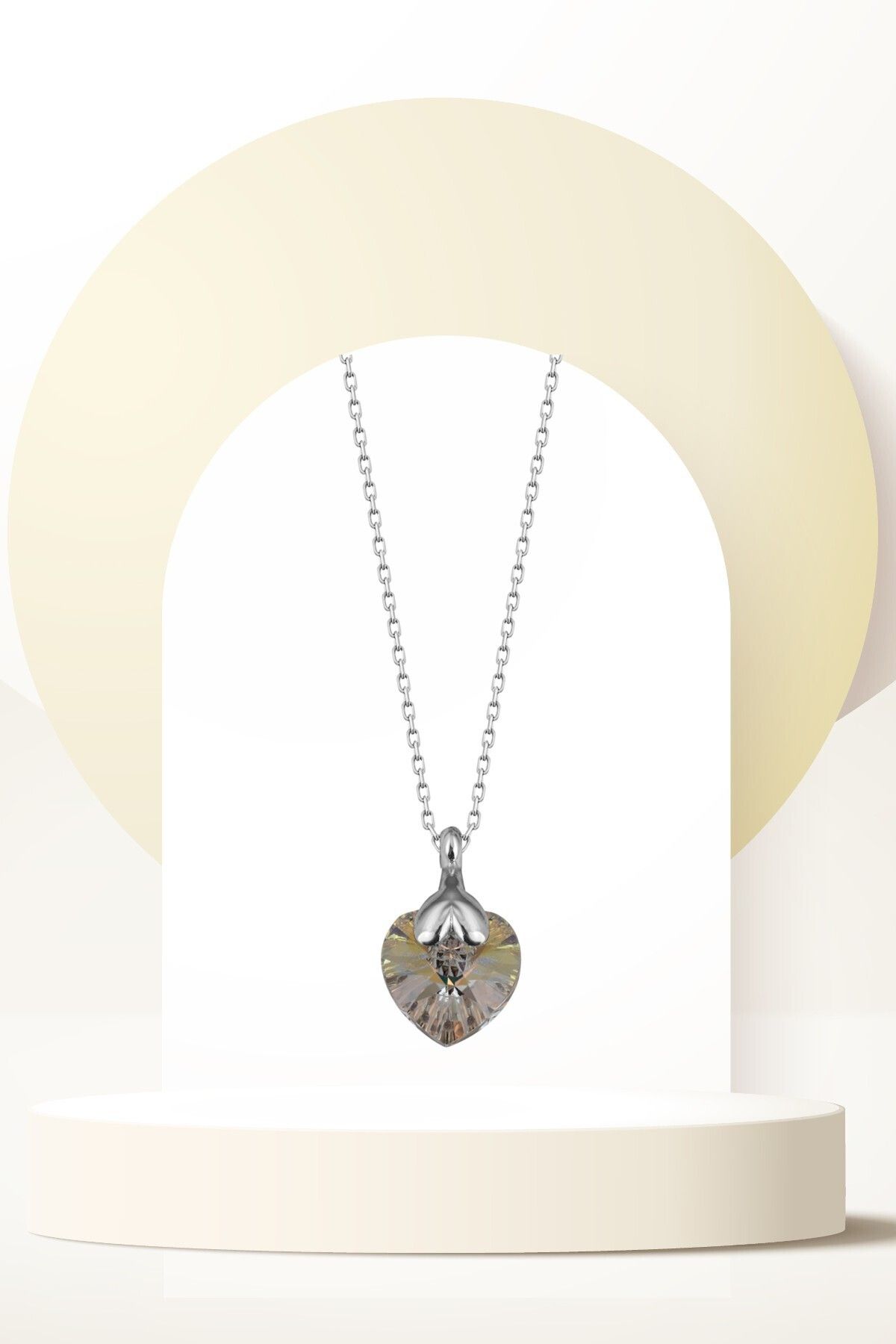 Swaroski Zirconia Crystal Taşlı Kalp Kolye Kadın Takı