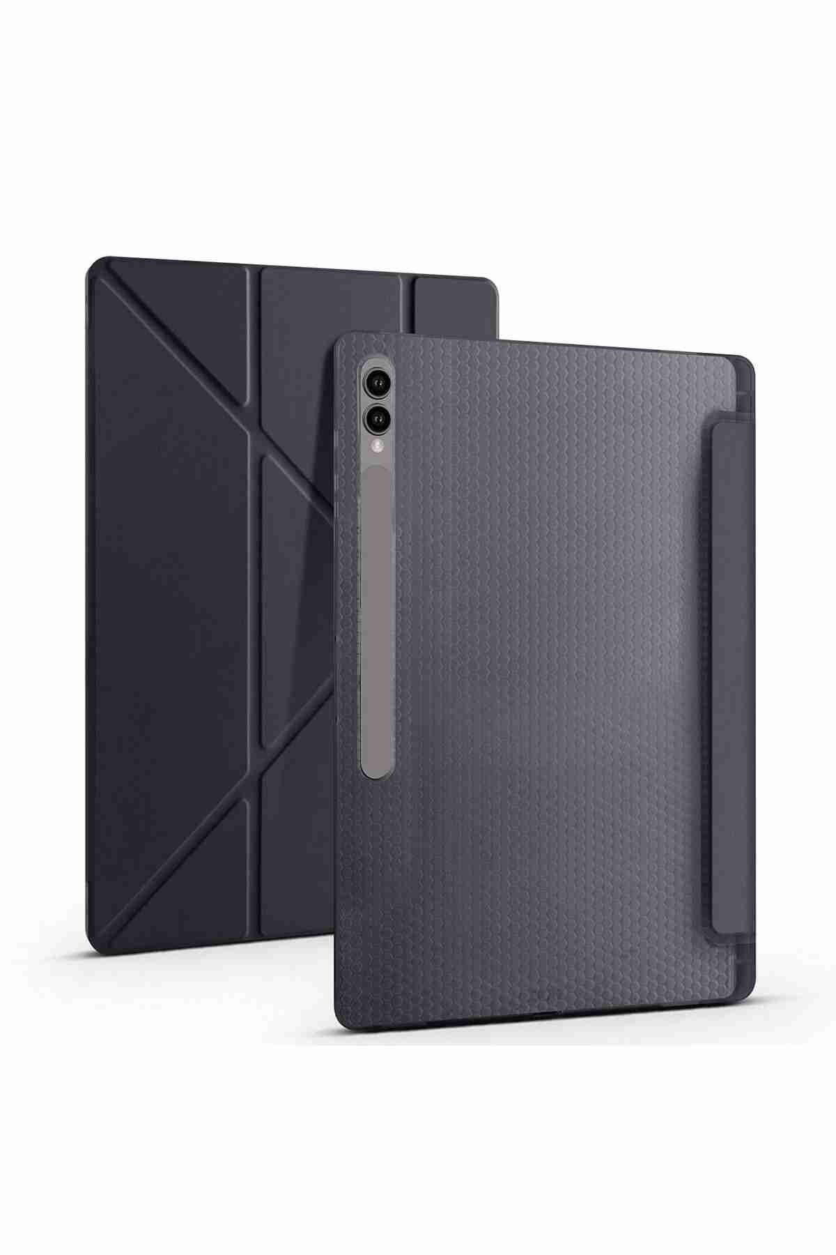 Fuchsia Galaxy Tab S10 Ultra Uyumlu 14.6 inç Kalem Bölmeli Standlı Tri Folding Tablet Kılıfı