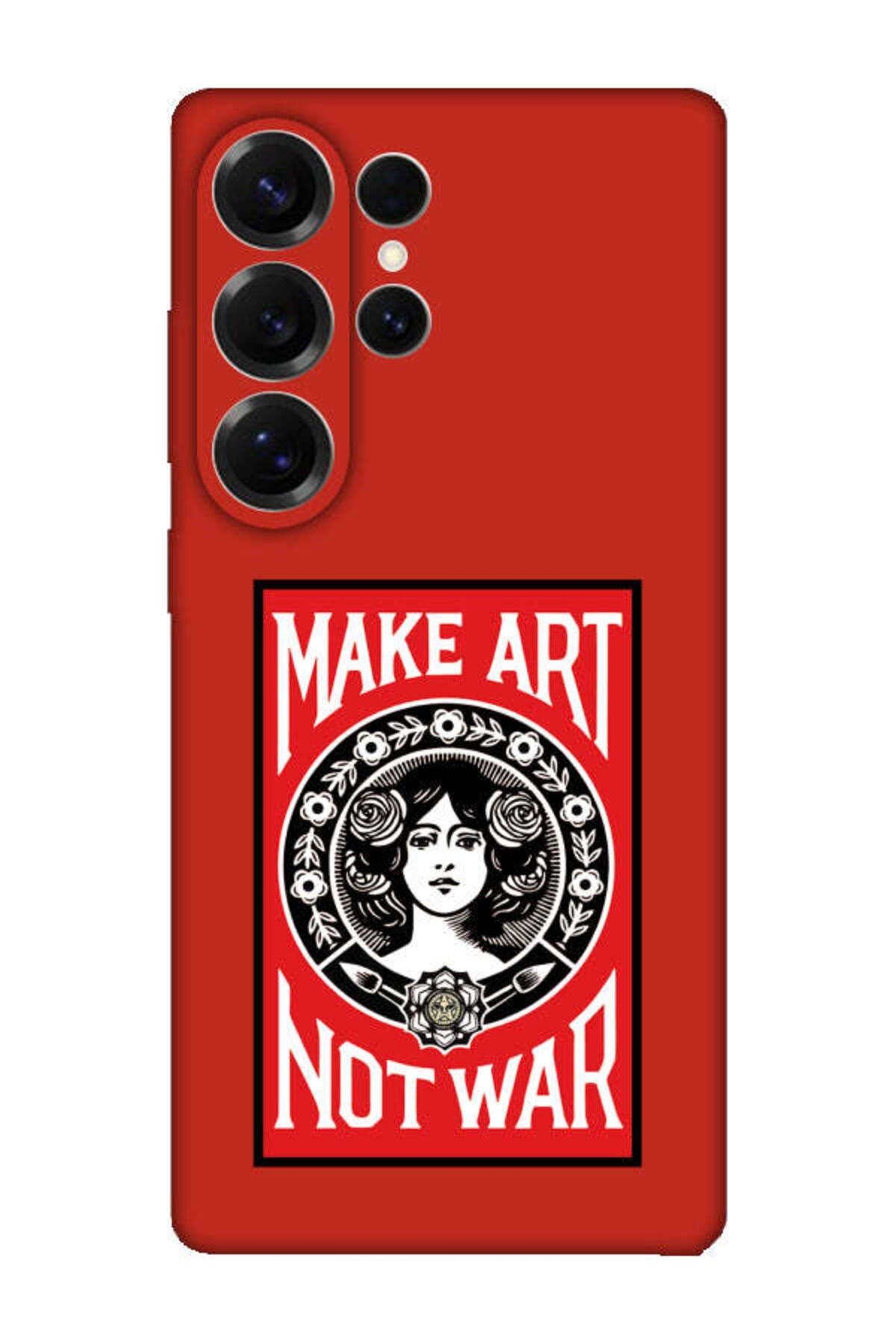 frondcase Samsung S25 Ultra Make Art Not War Kırmızı Telefon Kılıfı