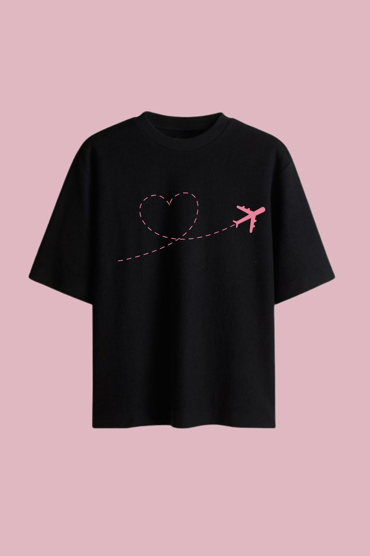 Dupe Design Uçak Baskılı Oversize T-shirt