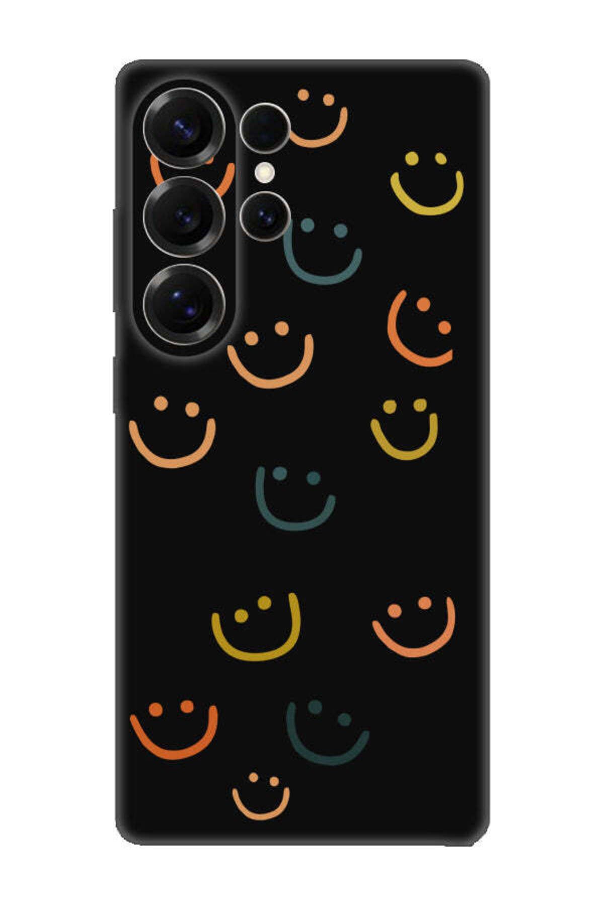 frondcase Samsung S25 Ultra Emoji Gülen Yüz Siyah Telefon Kılıfı