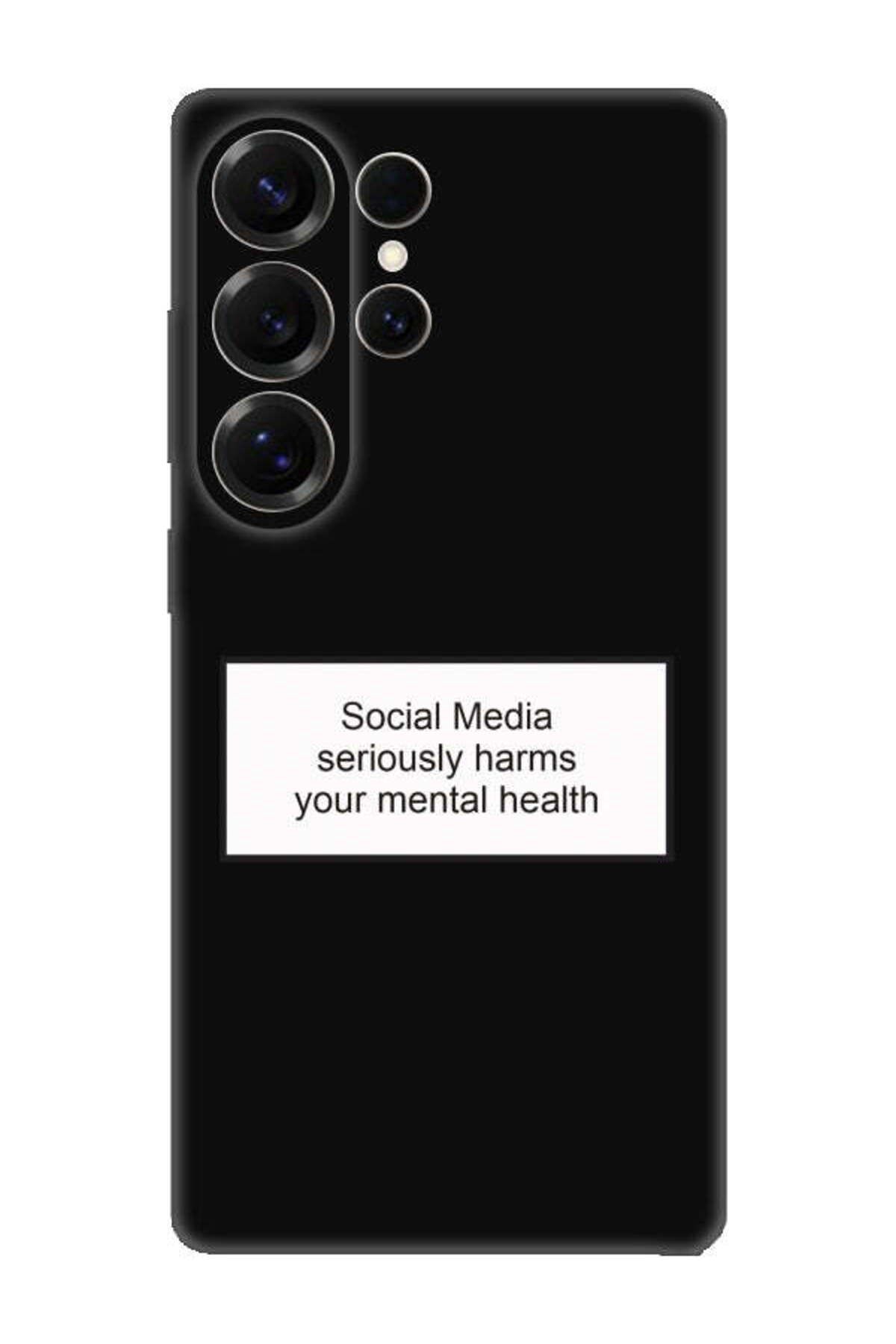 frondcase Samsung S25 Ultra Social Media Siyah Telefon Kılıfı