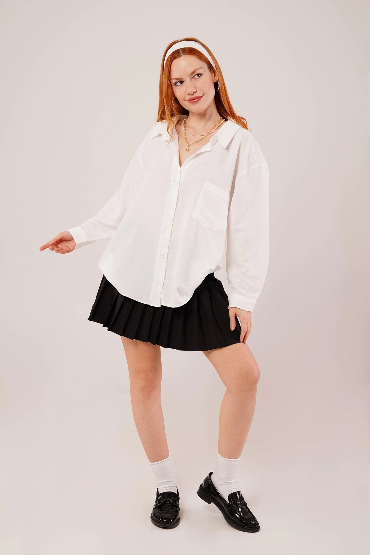 MODA Basic Oversize Beyaz Gömlek