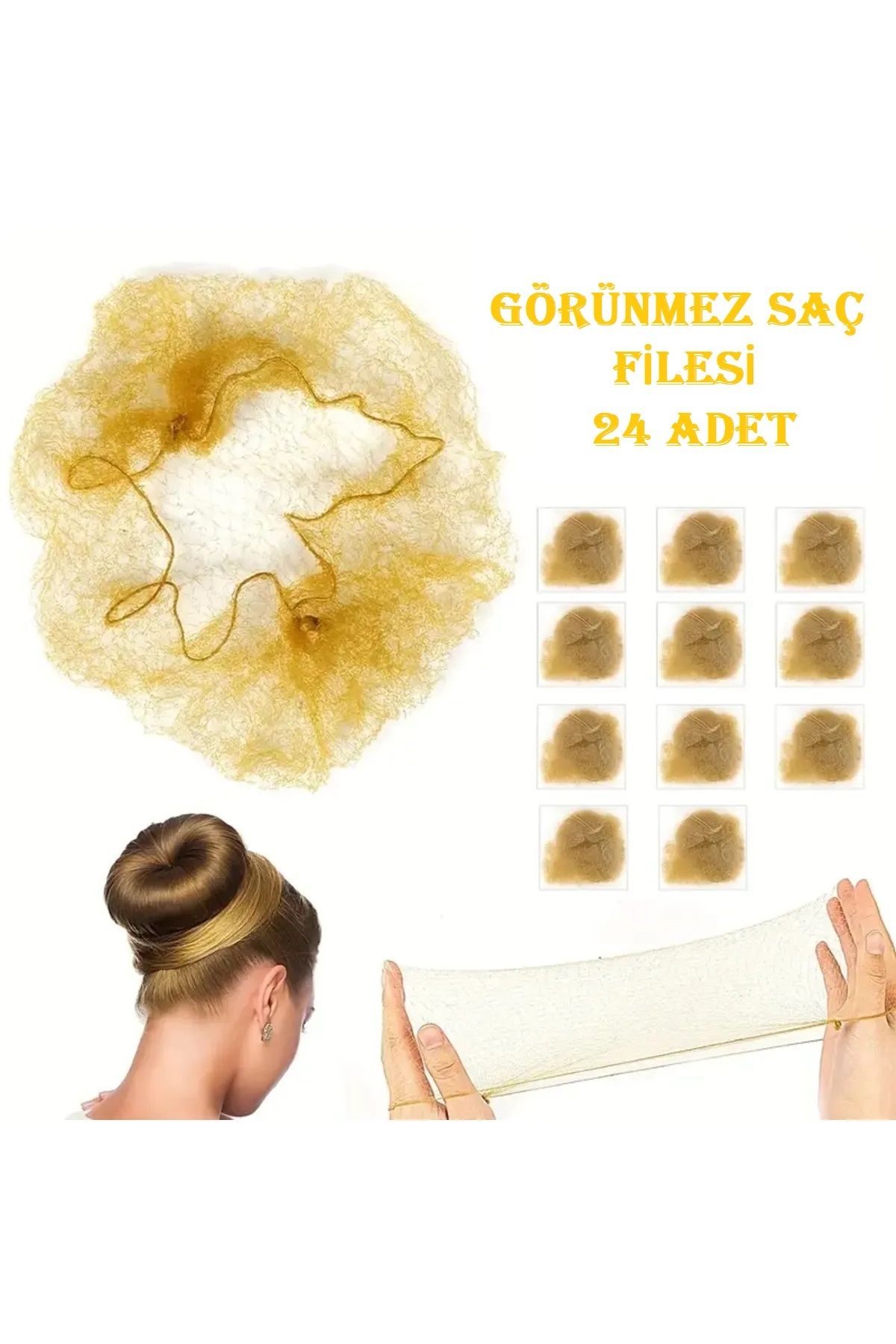 DEPOKON Sarı Görünmez Saç Filesi 24 Adet