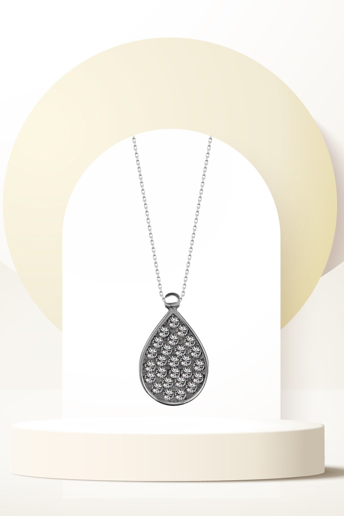 Swaroski Zirconia Crystal Taşlı Damla Kolye Kadın Özel Tasarım