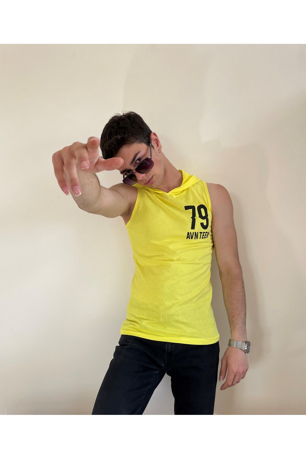 Avinar Unisex Kapüşonlu Baskılı T-shirt