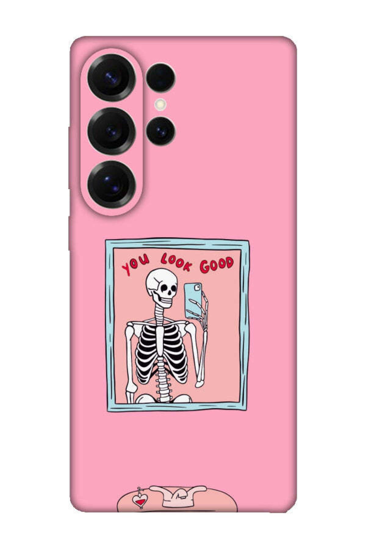 frondcase Samsung S25 Ultra You Look Good İskelet Pembe Telefon Kılıfı