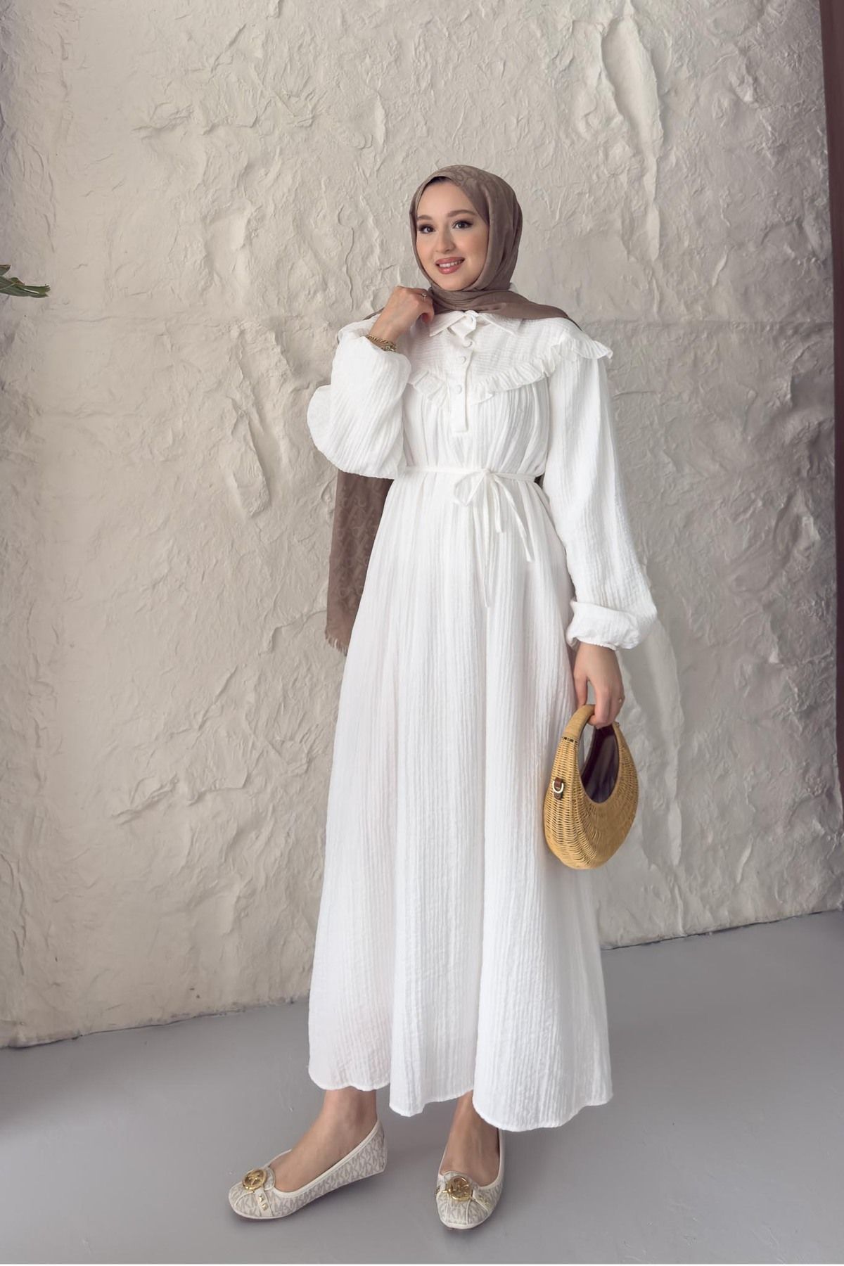 Rimel Moda Efil Elbise Beyaz