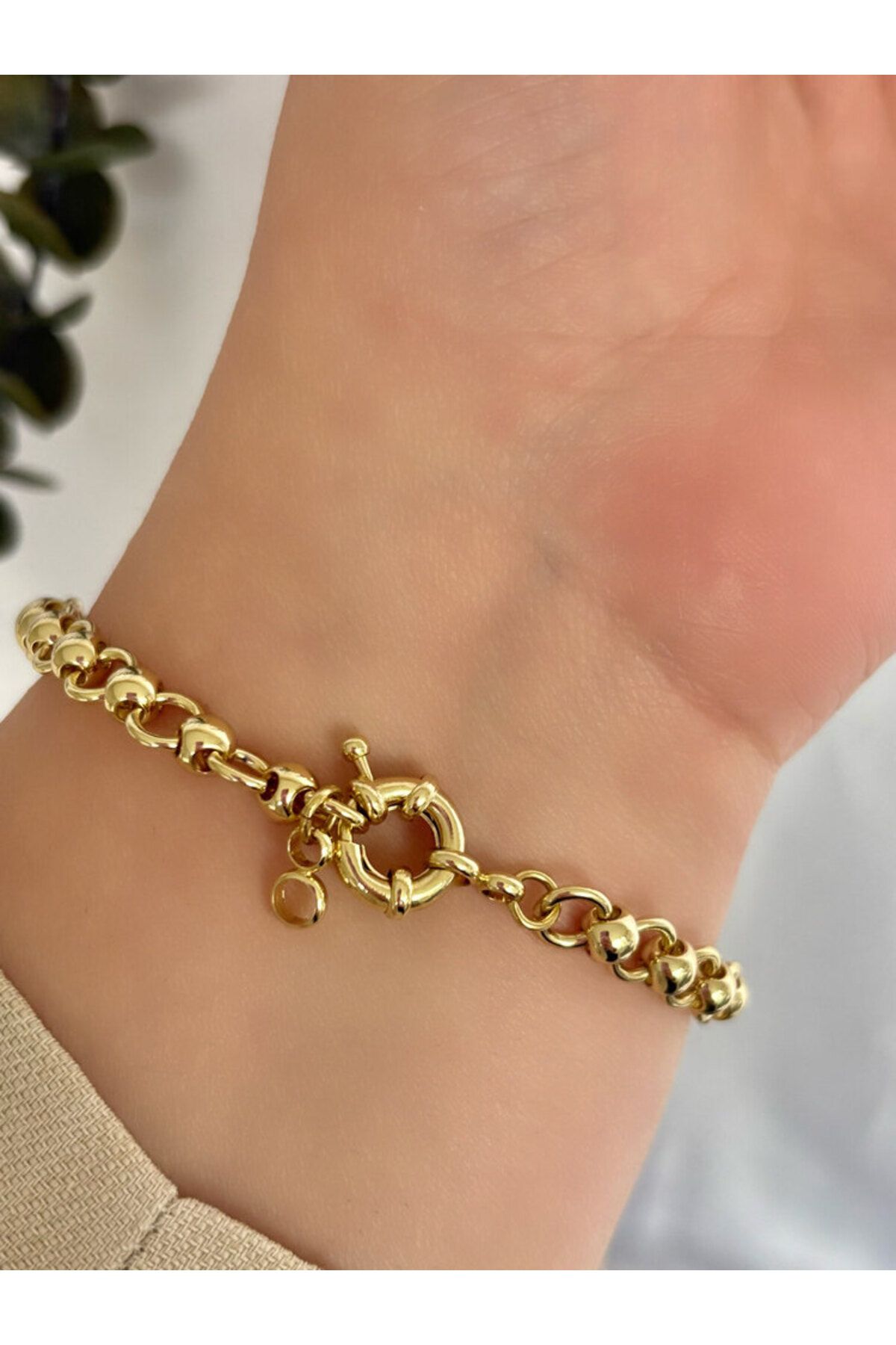 arya luxe 14k Xuping büyük ve küçük topçuklu halkalı bileklik