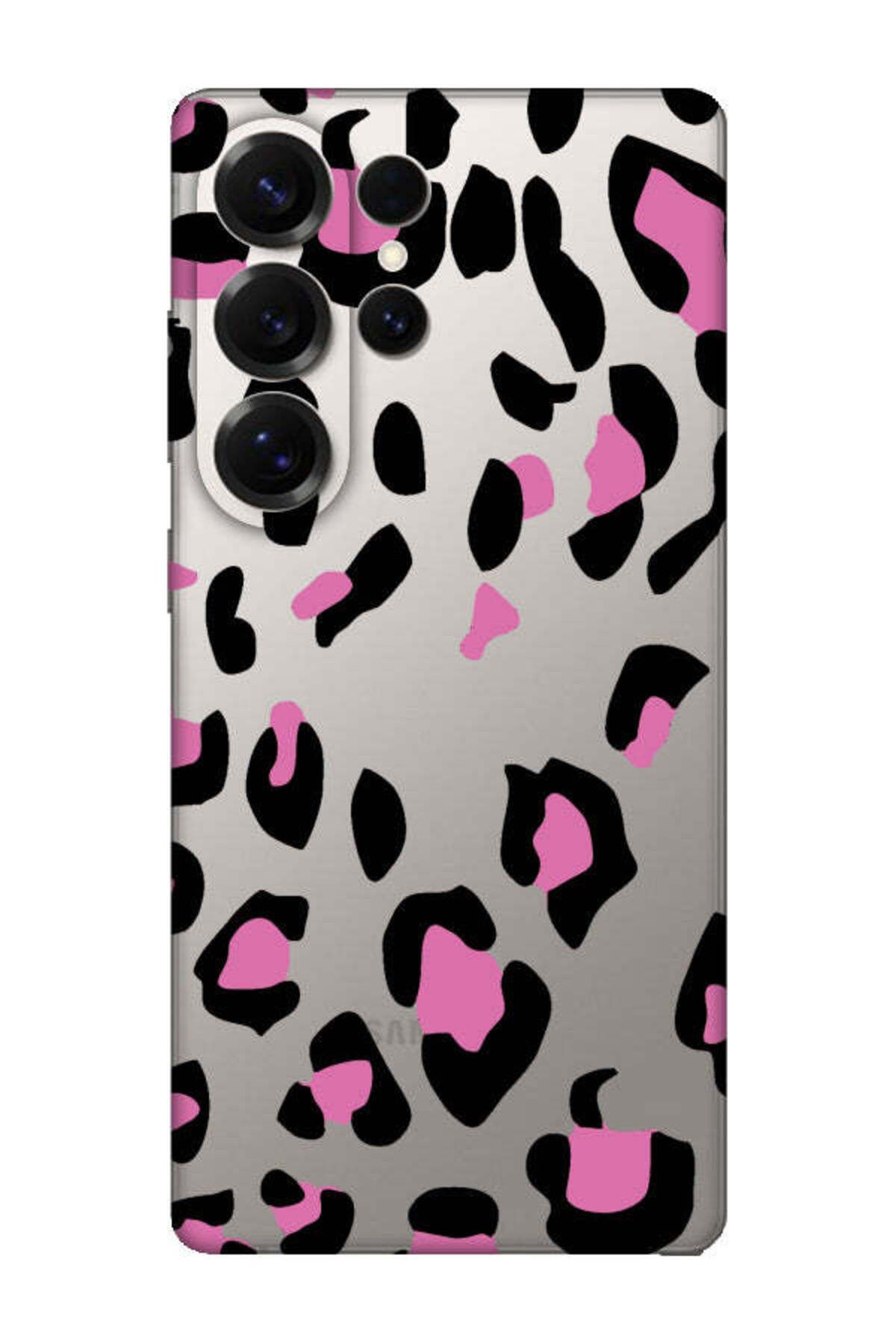 frondcase Samsung S25 Ultra Leopar Desen Şeffaf Telefon Kılıfı
