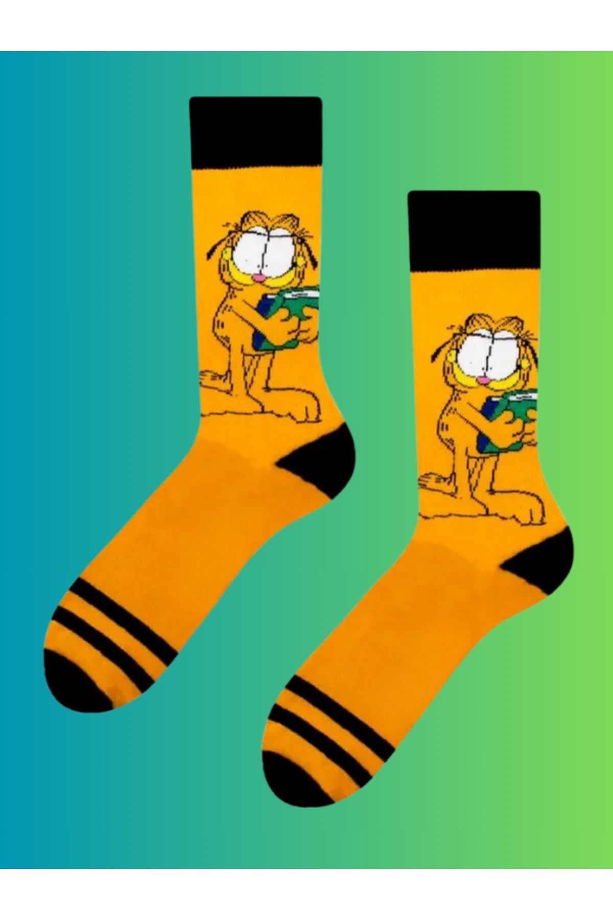Shuttle Park Özel Seri Socks Renkli Eğlenceli Happy Garfield Kedi Desenli Rahat Tasarım Kokulu Dikişsiz Çorap