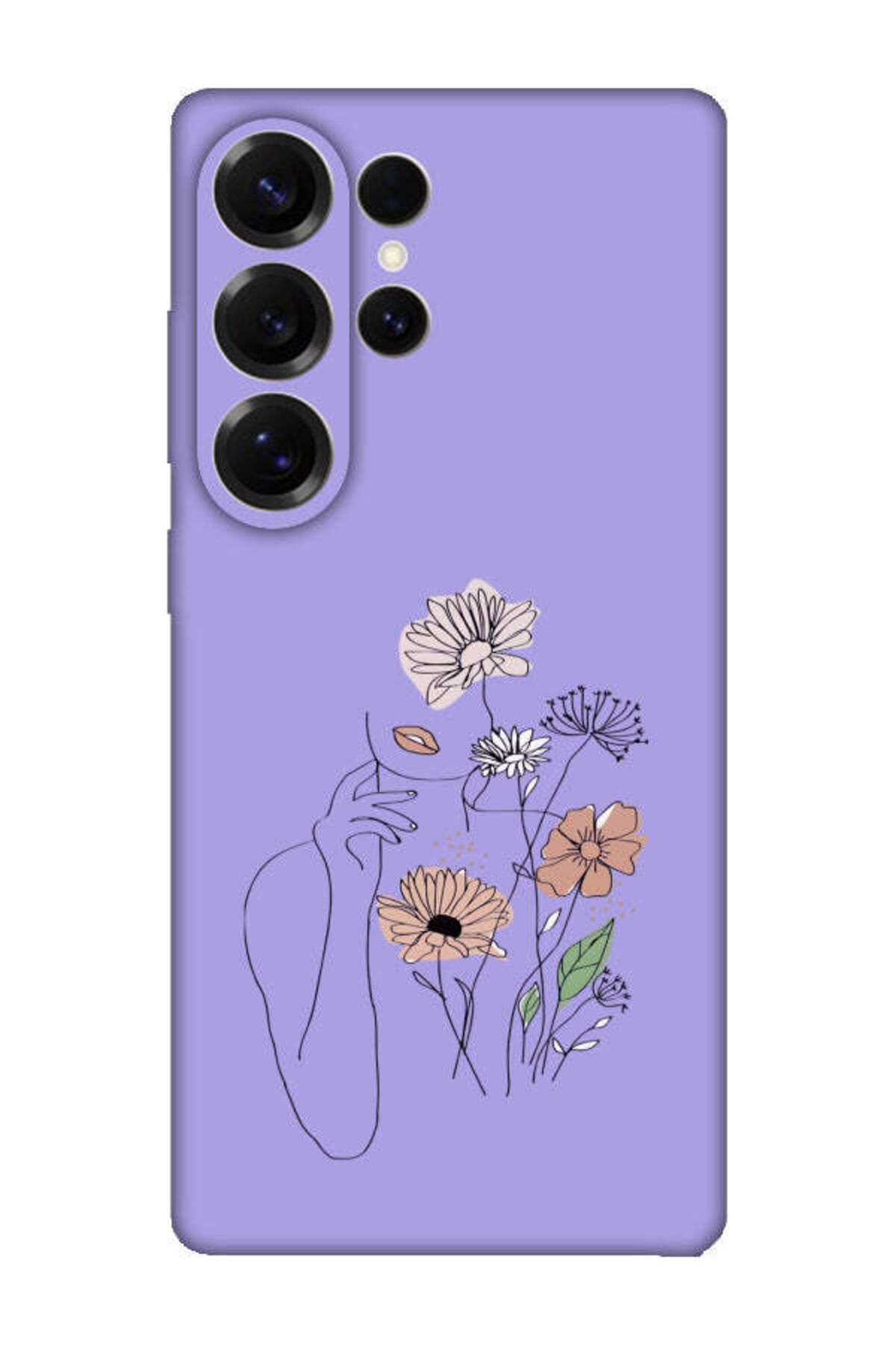 frondcase Samsung S25 Ultra Kadın Çiçek Lila Telefon Kılıfı