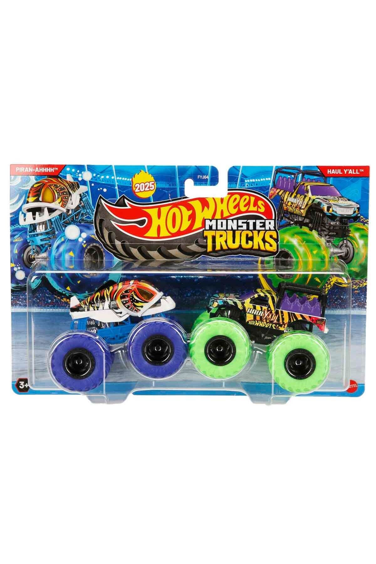 HOT WHEELS MONSTER TRUCKS GÜÇLÜ İKİLİ 1:64 ARABALAR PIRAN-AHHHH & HAUL Y'AL
