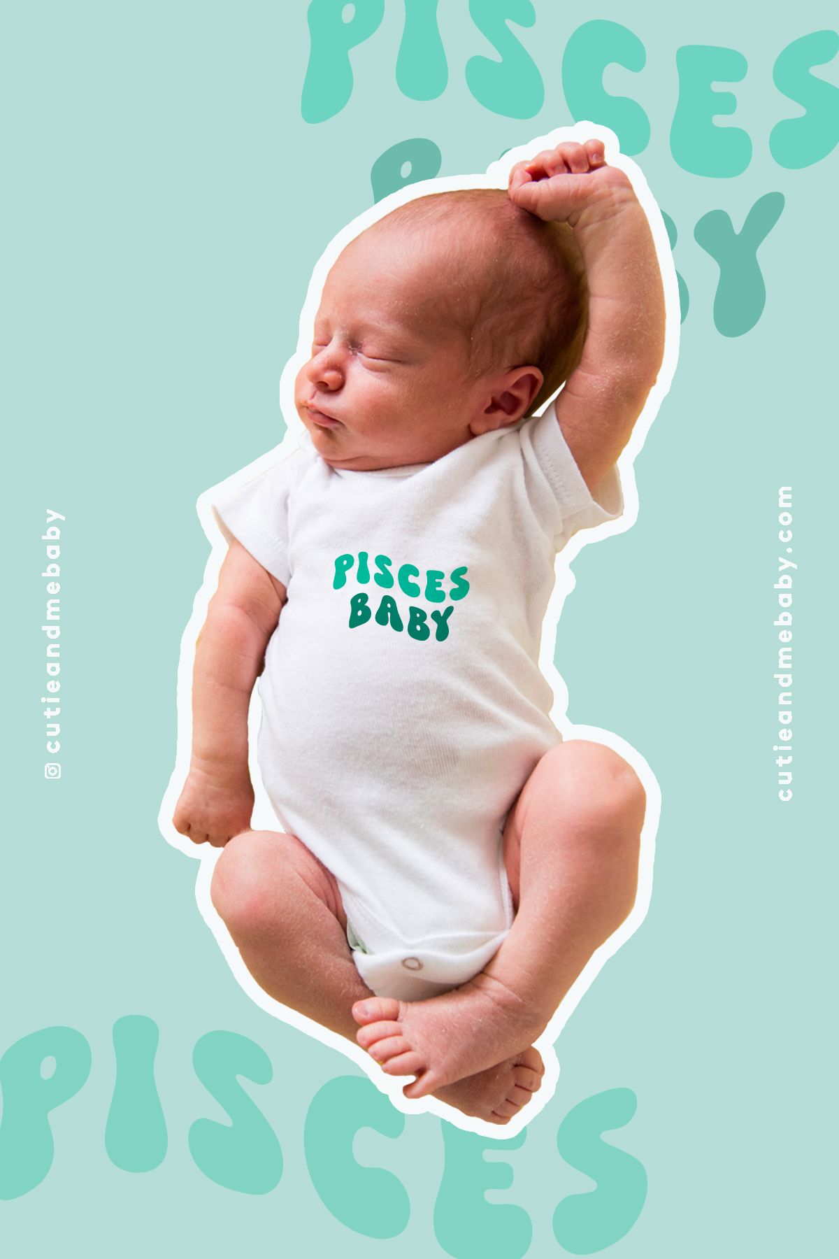 Cutie and Me %100 Pamuk Balık Burcu Desenli Bebek Body Çıtçıtlı Zıbın Tulum
