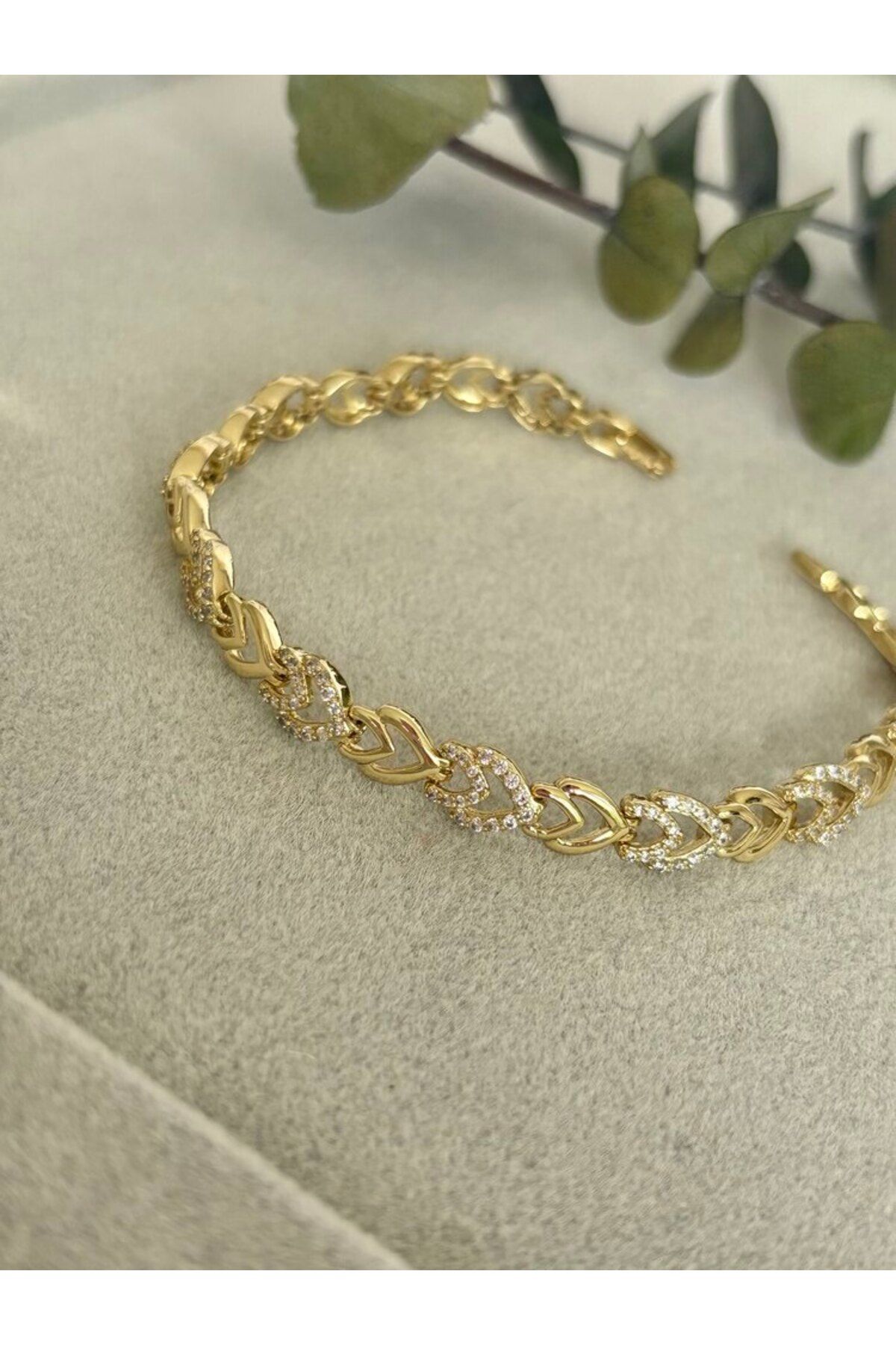 arya luxe 14k Xuping birbirine geçen taşlı kalp model bileklik