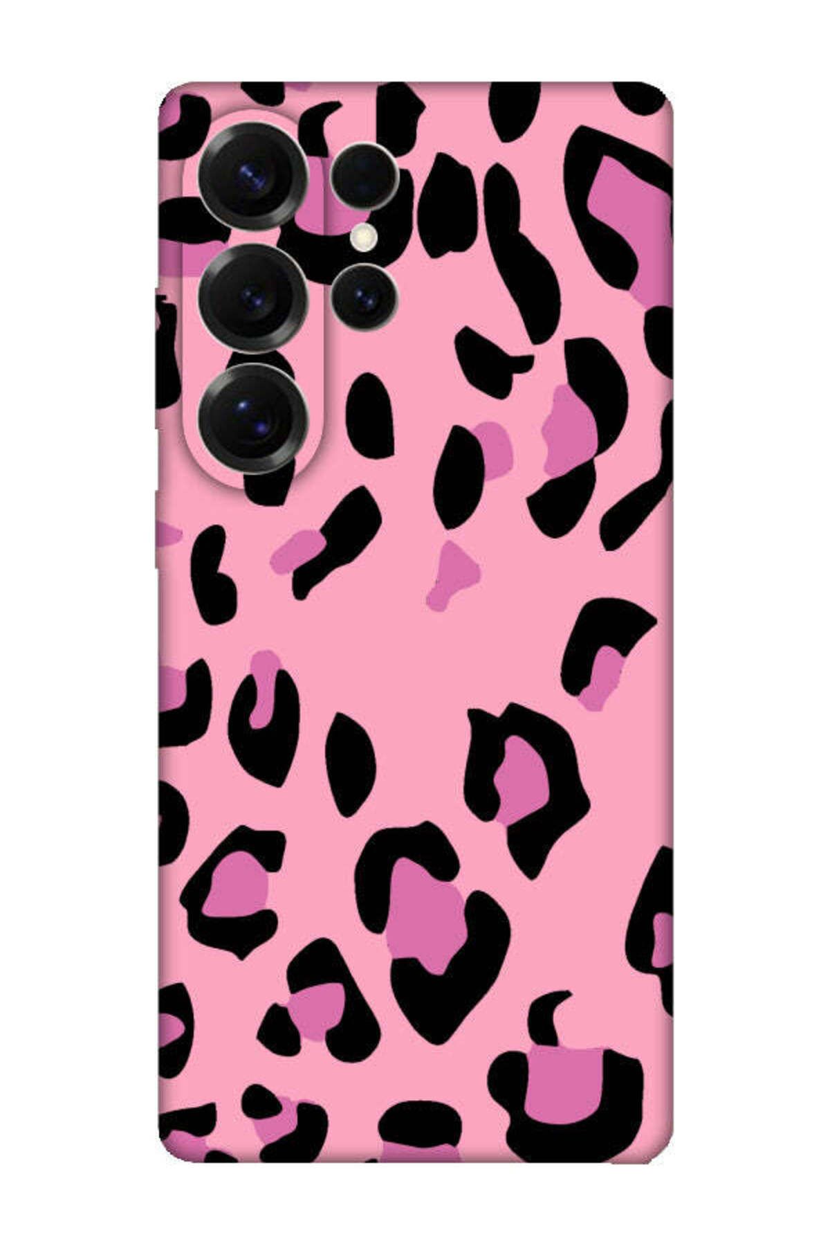 frondcase Samsung S25 Ultra Leopar Desen Pembe Telefon Kılıfı
