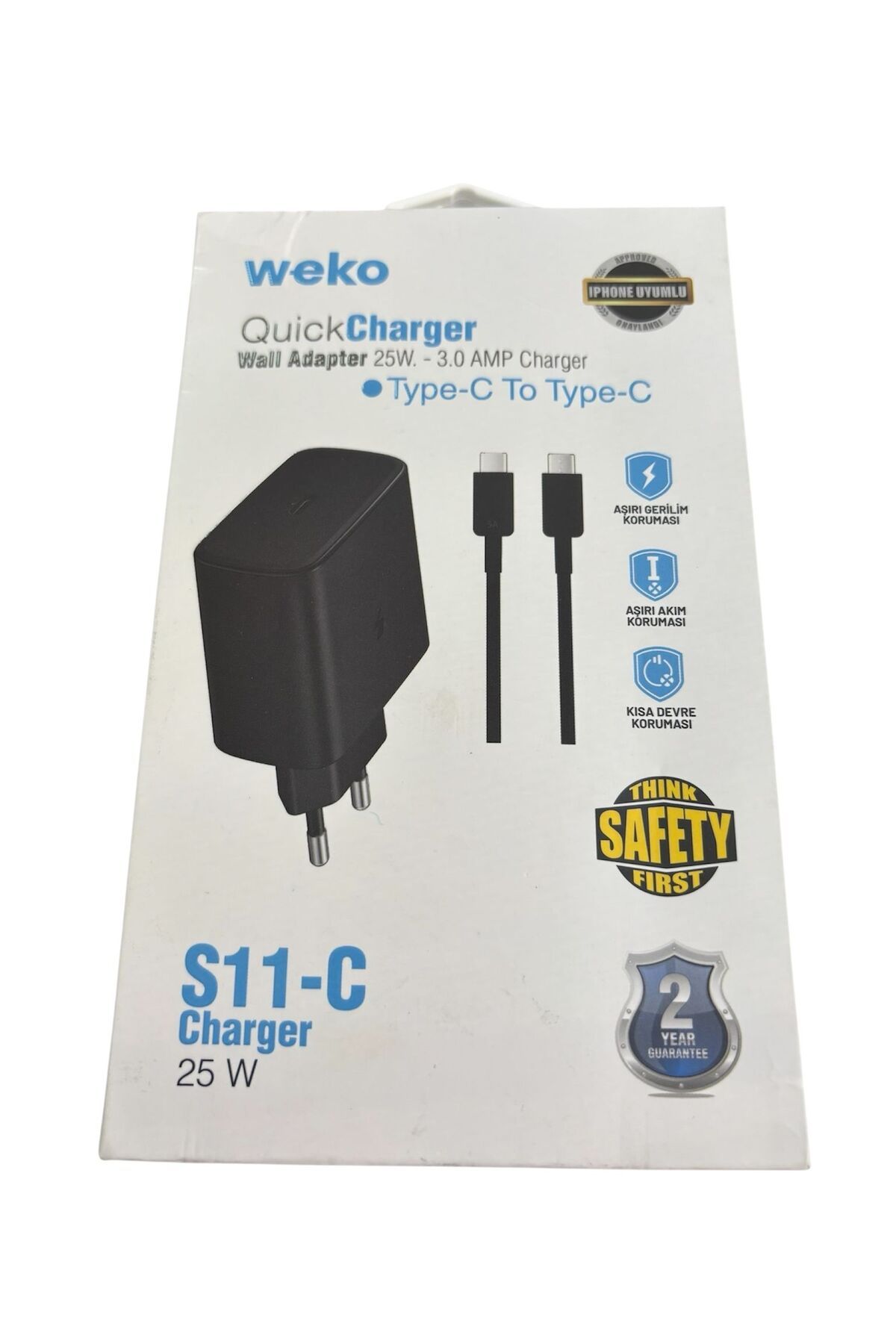 Home WK-26523 S11-C 25 Watt Siyah Şarj Başlık Adaptörü + Type-C To Type-C Kablo