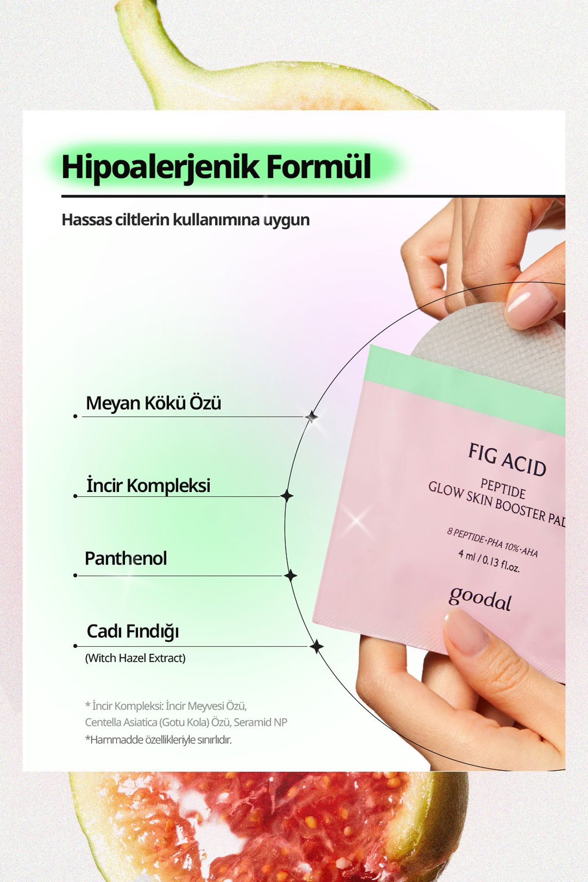 پاک کننده صورت مراقبت از پوست PEDI با اسید فیگ 25 قطعه GOODAL FIG PEPTIDE GLOW PAD تقویت Goodal