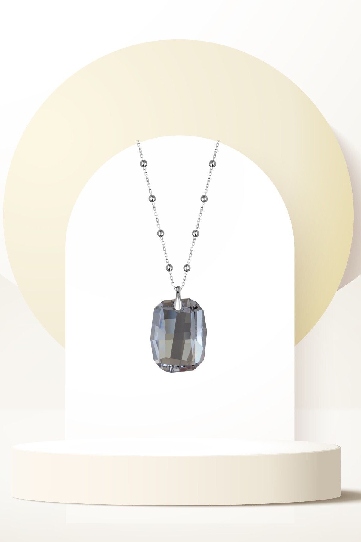Swaroski Zirconia Crystal Taşlı Baget Kesim Kolye Kadın Klasik Model