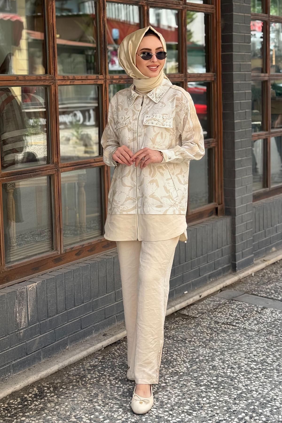Moodbasic Pantolonlu Takım MA24.23 Bej
