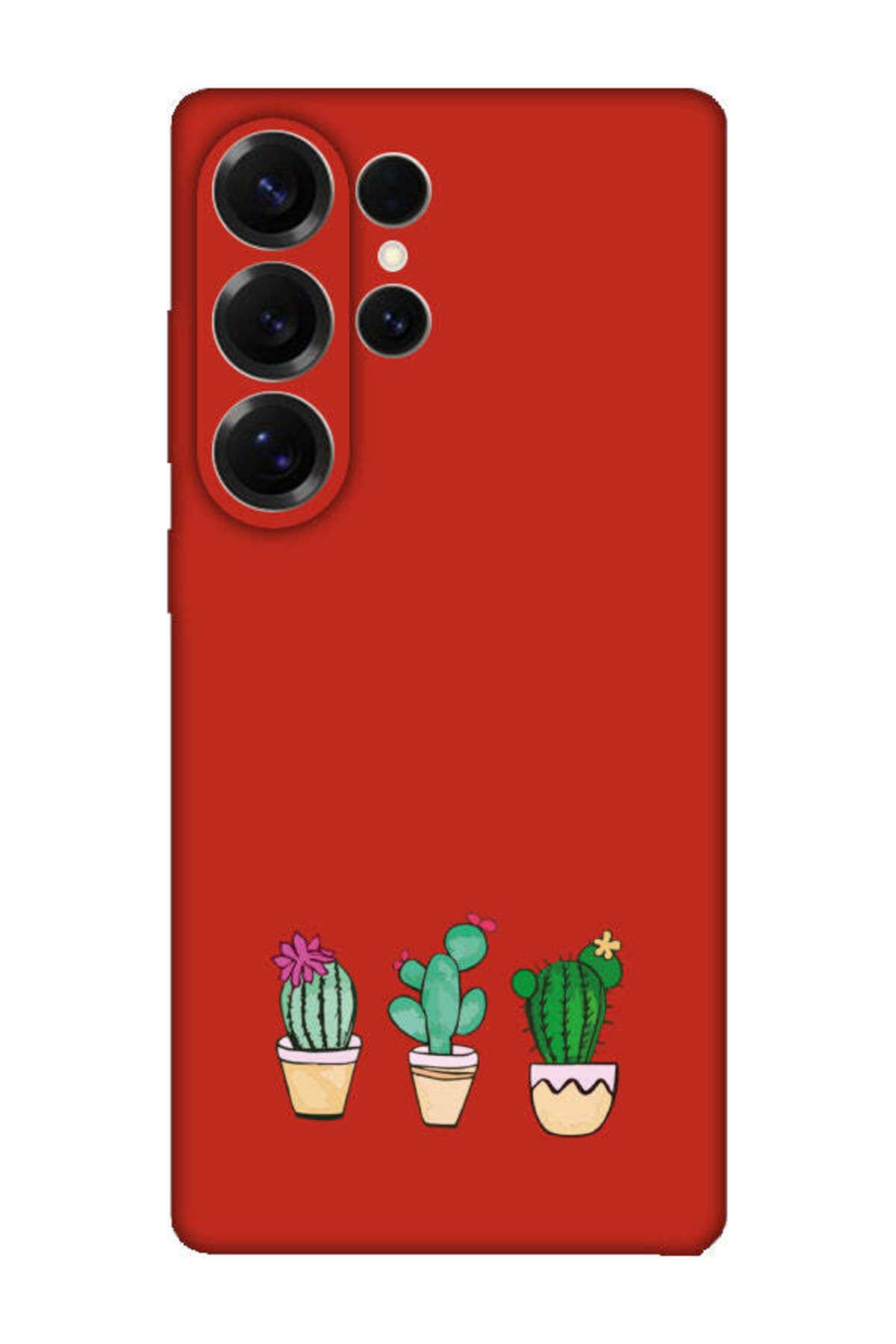 frondcase Samsung S25 Ultra Kaktüs Kırmızı Telefon Kılıfı