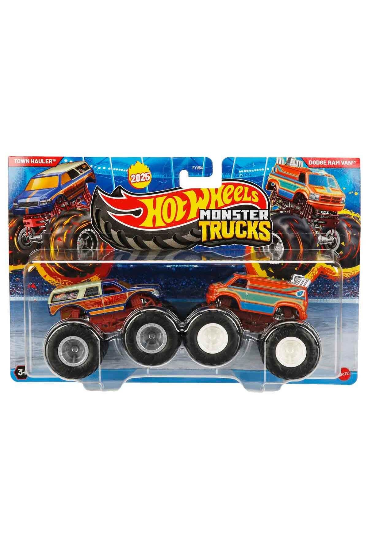 HOT WHEELS MONSTER TRUCKS GÜÇLÜ İKİLİ 1:64 ARABALAR TOWN HAULER & DODGE RAM