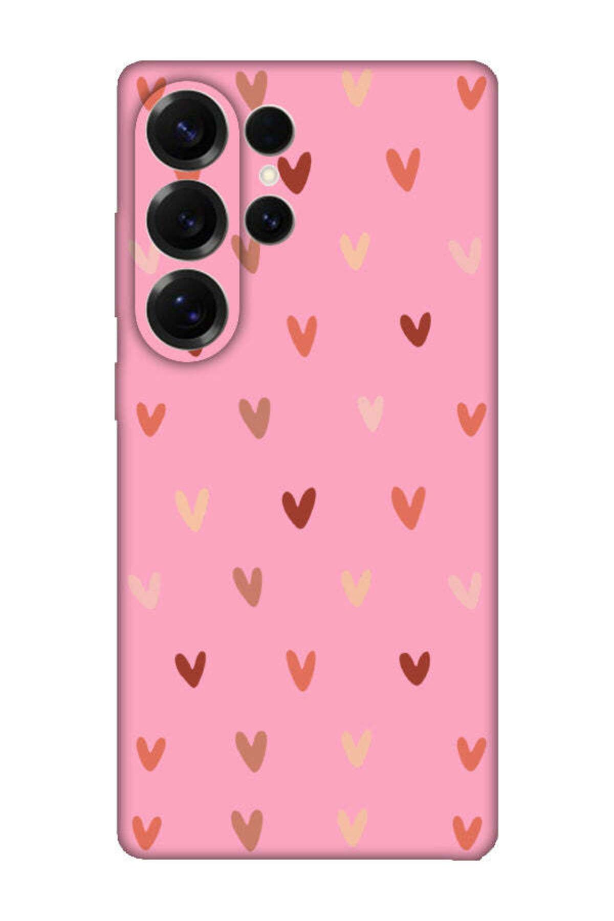 frondcase Samsung S25 Ultra Kalp Desen Pembe Telefon Kılıfı