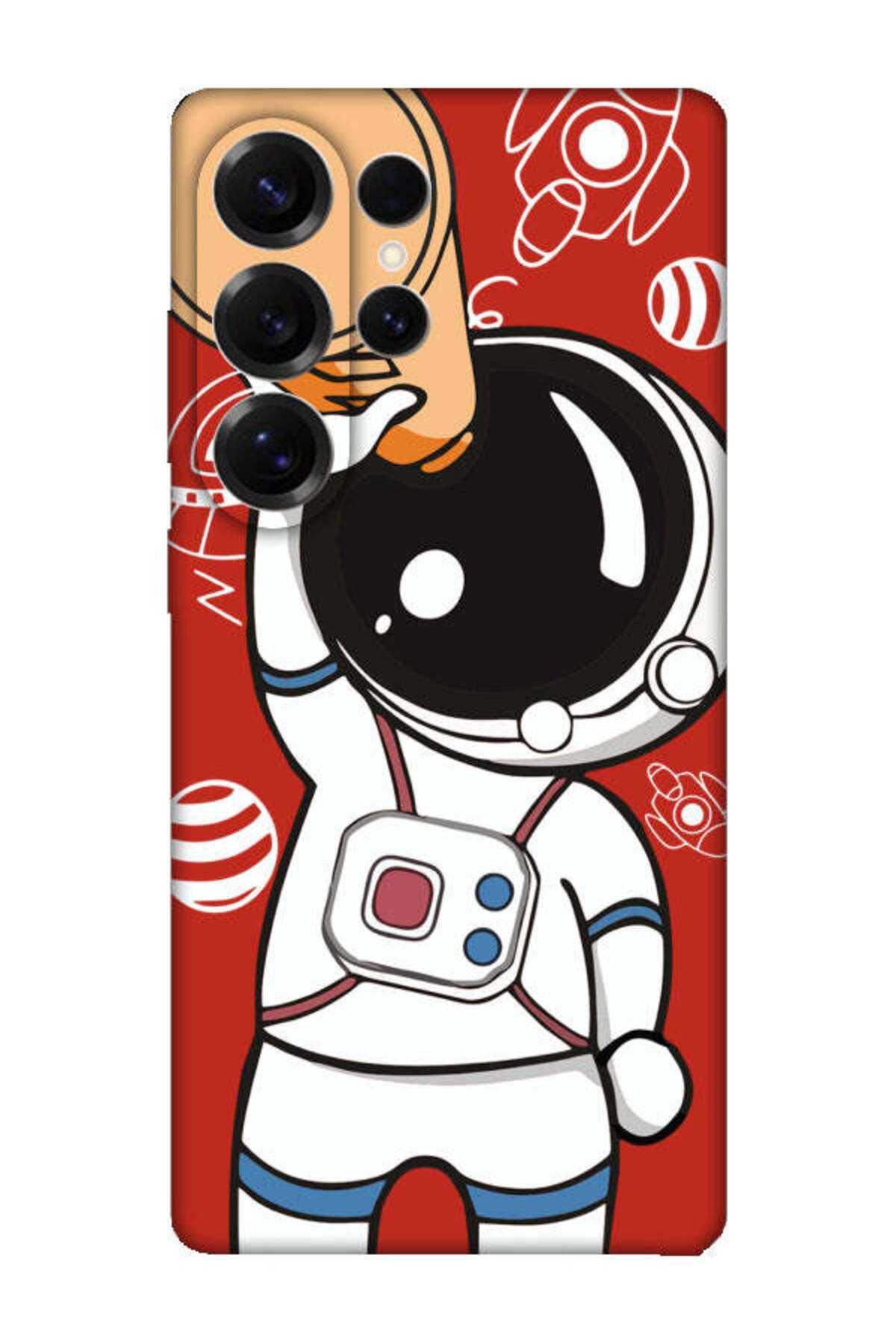 frondcase Samsung S25 Ultra Astronot Kırmızı Telefon Kılıfı